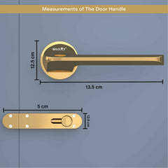 GLOXY Brass Door Lock for Balcony Store Room Door Lock, Mortise Keyless Handle Set with Brass Baby Latch for Home,Office,Hotel | Gold Finish (2 Years Warranty, Pack of 1)