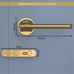 GLOXY Brass Door Lock for Balcony Store Room Door Lock, Mortise Keyless Handle Set with Brass Baby Latch for Home,Office,Hotel | Gold Finish (2 Years Warranty, Pack of 1)