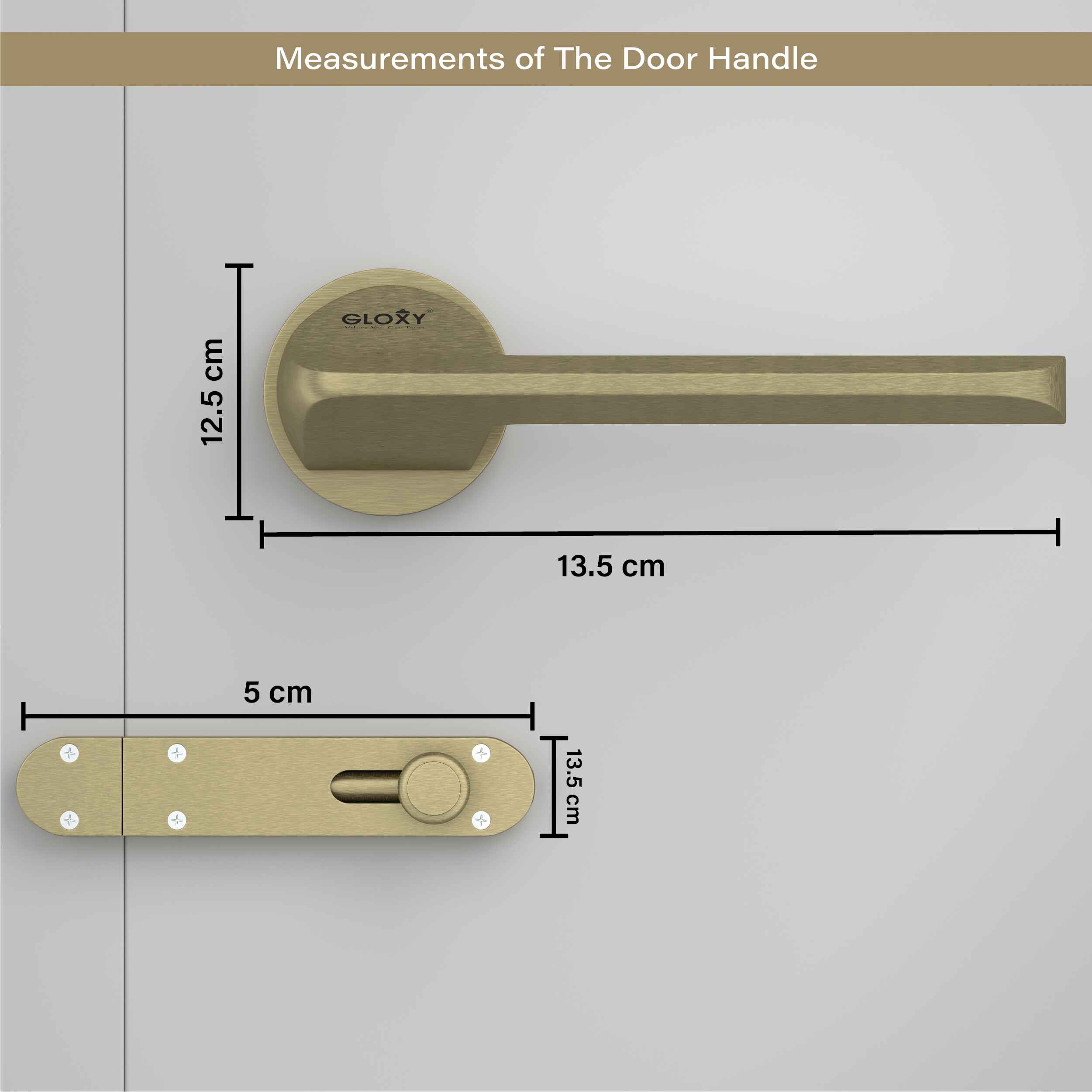 GLOXY Brass Door Lock for Balcony Store Room Door Lock, Mortise Keyless Handle Set with Brass Baby Latch for Home,Office,Hotel | Antique Finish (2 Years Warranty, Pack of 1)