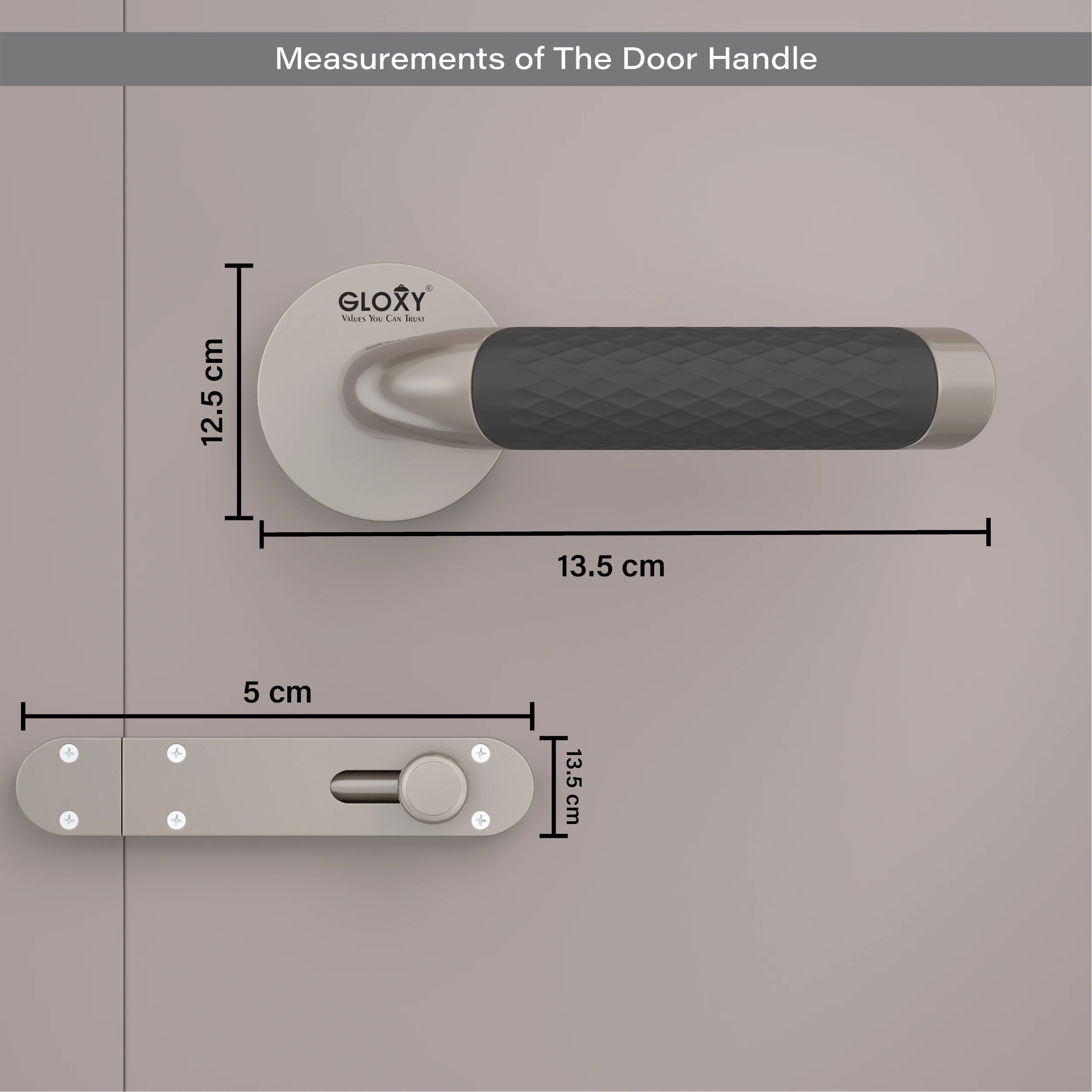 Gloxy Velto Series Satin Chrome Finish Mortise Bathroom Door Latch Lock With Handle