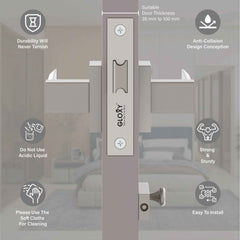 GLOXY Brass Door Lock for Balcony Store Room Door Lock, Mortise Keyless Handle Set with Brass Baby Latch for Home,Office,Hotel | Satin Finish (2 Years Warranty, Pack of 1)