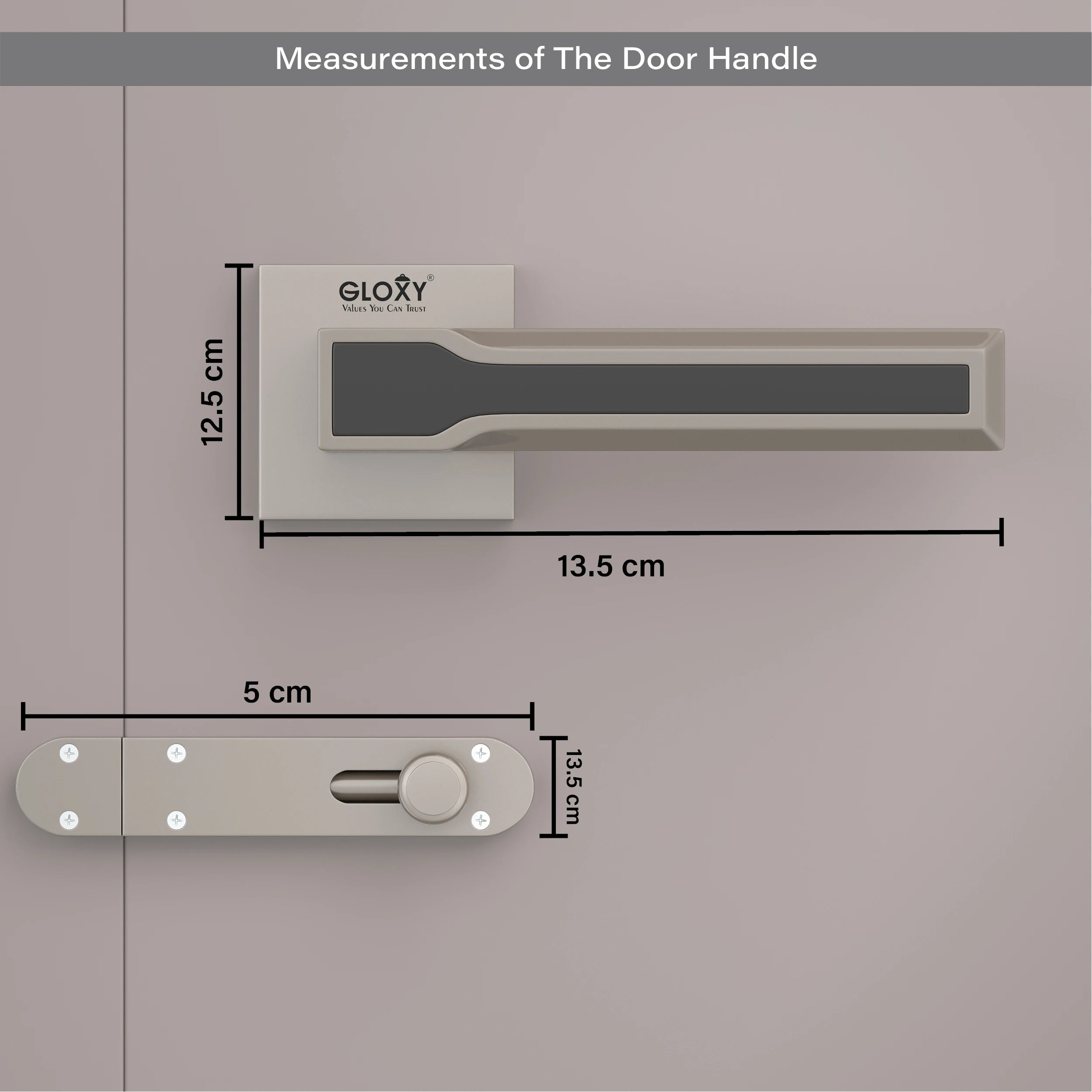 Gloxy Torin Series Satin Chrome Finish Mortise Bathroom Door Latch Lock With Handle