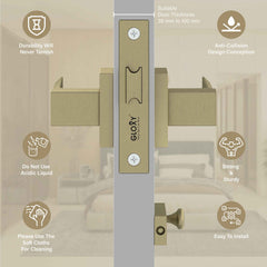 GLOXY Brass Door Lock for Balcony Store Room Door Lock, Mortise Keyless Handle Set with Brass Baby Latch for Home,Office,Hotel | Antique Finish (2 Years Warranty, Pack of 1)