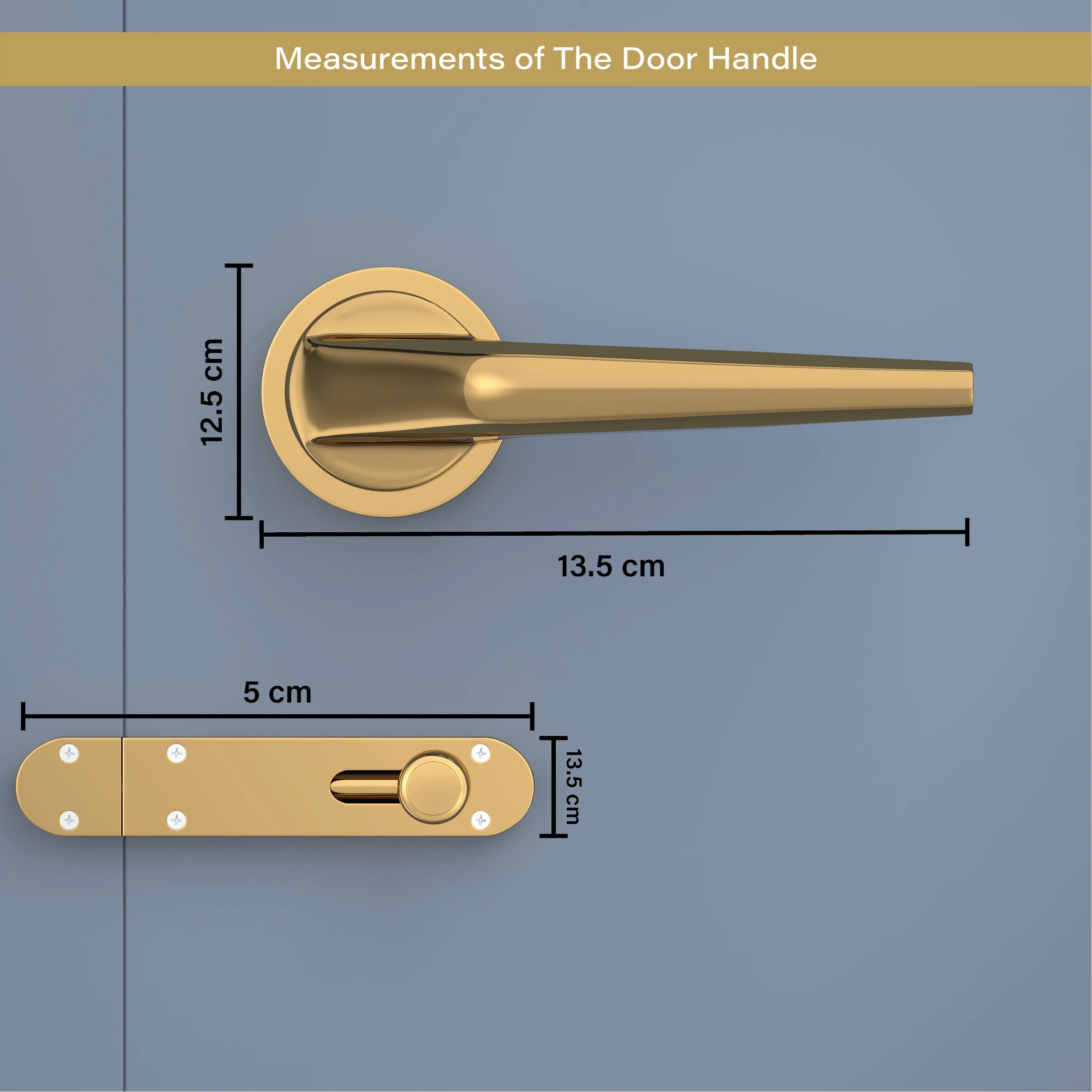GLOXY Brass Door Lock for Balcony Store Room Door Lock, Mortise Keyless Handle Set with Brass Baby Latch for Home,Office,Hotel | Gold Finish (2 Years Warranty, Pack of 1)