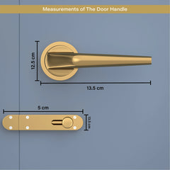 GLOXY Brass Door Lock for Balcony Store Room Door Lock, Mortise Keyless Handle Set with Brass Baby Latch for Home,Office,Hotel | Gold Finish (2 Years Warranty, Pack of 1)