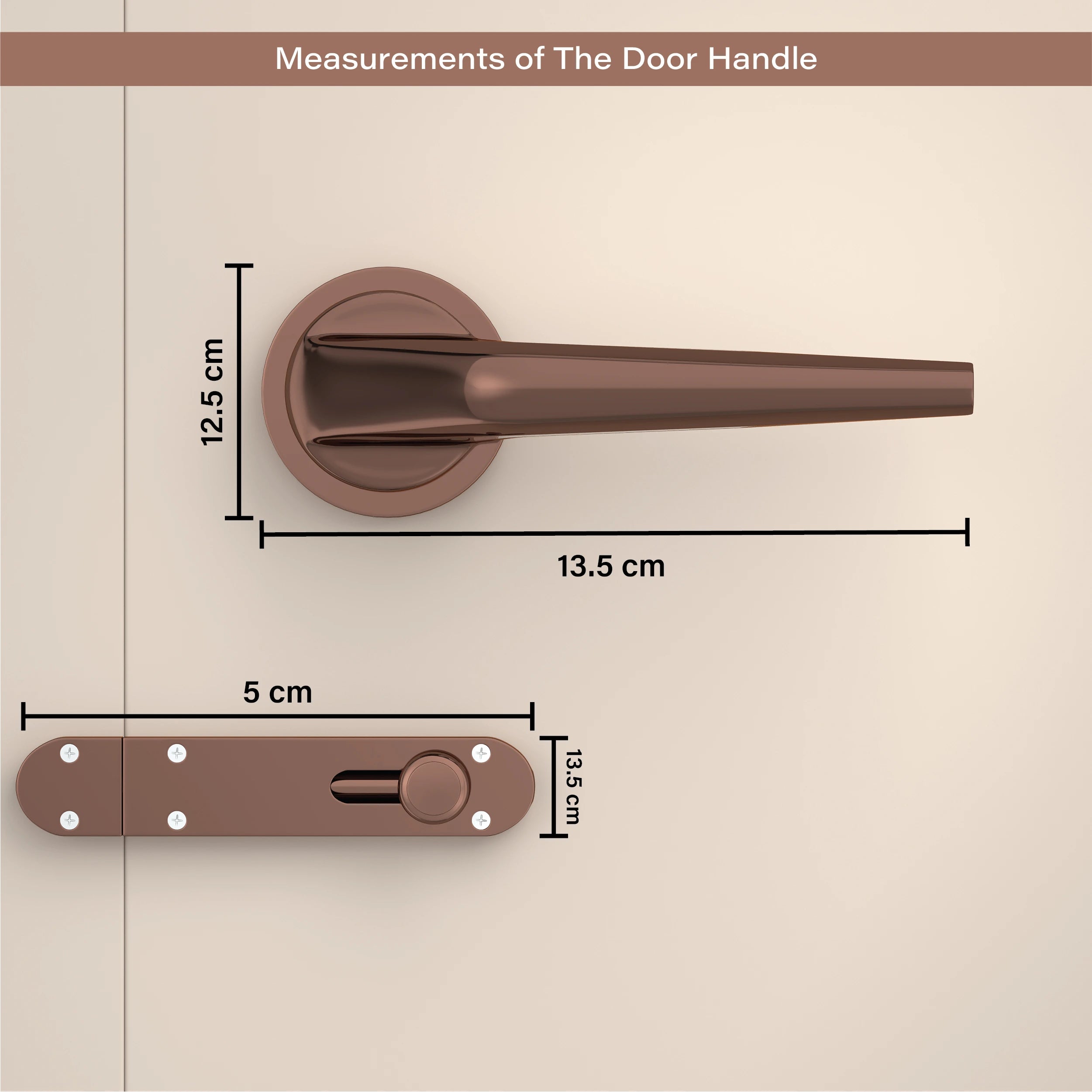 Gloxy Navior Series Rose Gold Finish Mortise Bathroom Door Latch Lock With Handle