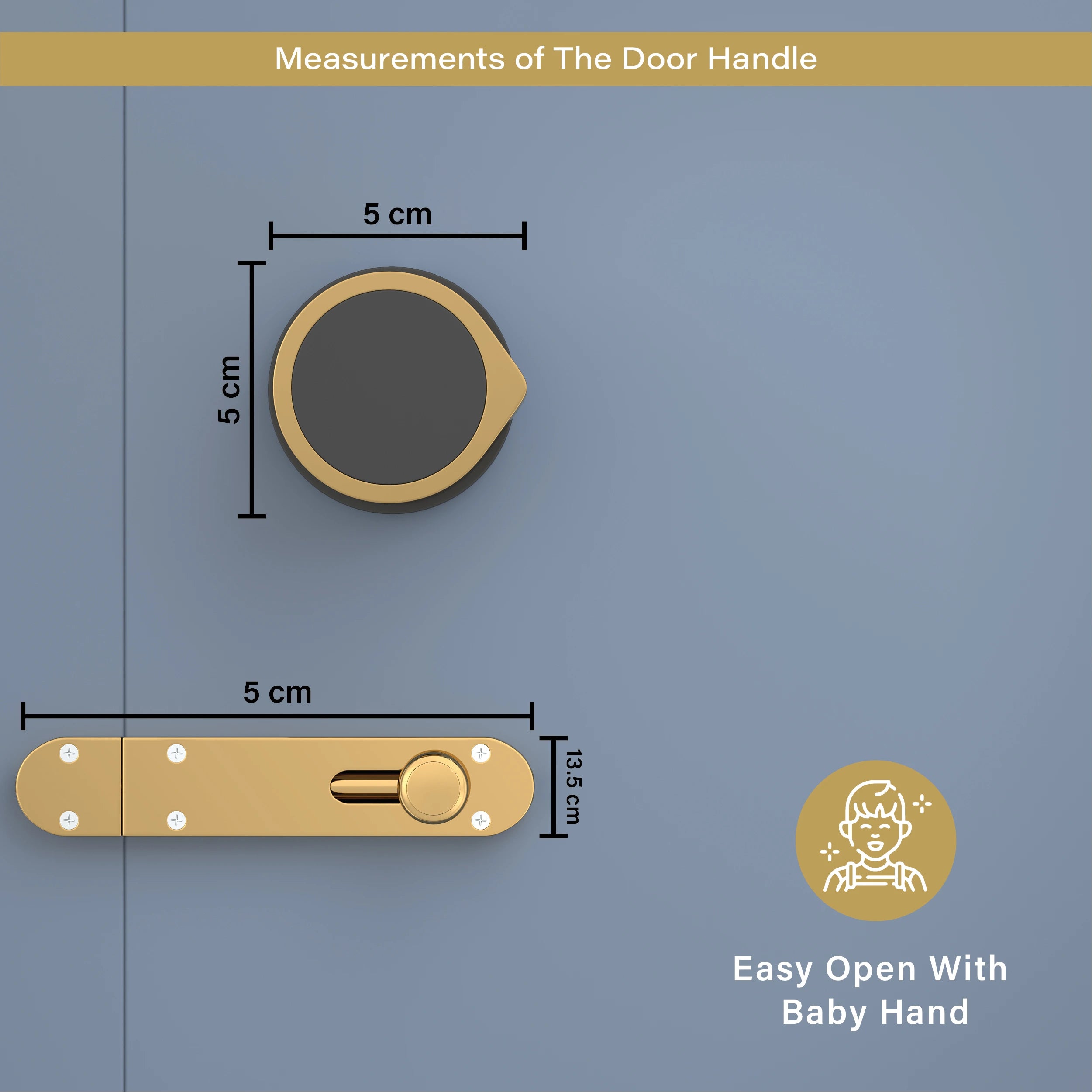 Gloxy Zayno Series Gold Finish Mortise Bathroom Door Latch Lock With Round Handle
