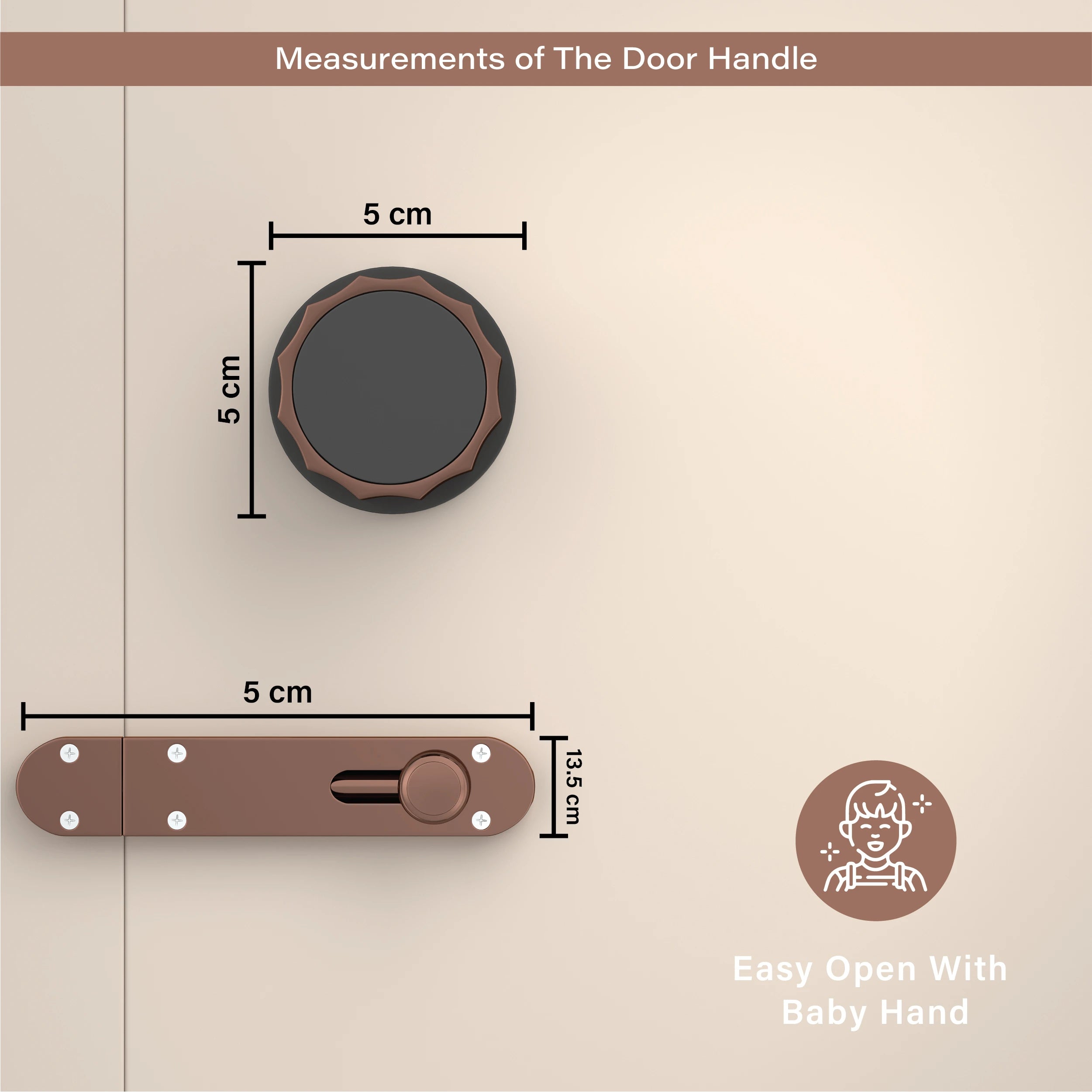Gloxy Monik Series Rose Gold Finish Mortise Bathroom Door Latch Lock With Round Handle