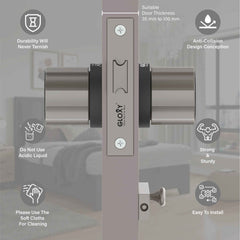 GLOXY Brass Door Lock for Balcony Store Room Door Lock, Mortise Keyless Handle Set with Brass Baby Latch for Home,Office,Hotel | Satin & Black Finish (2 Years Warranty, Pack of 1)