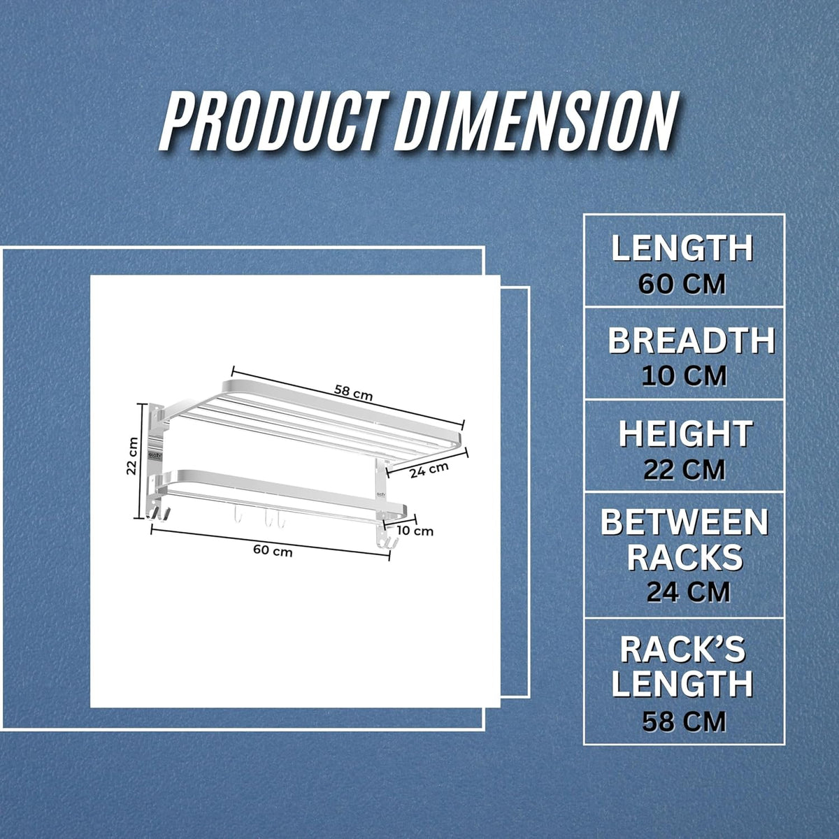 24 Inch It Rack Bathroom Clothes Rack (24 inches) | Large Wall Rack - Gloxy