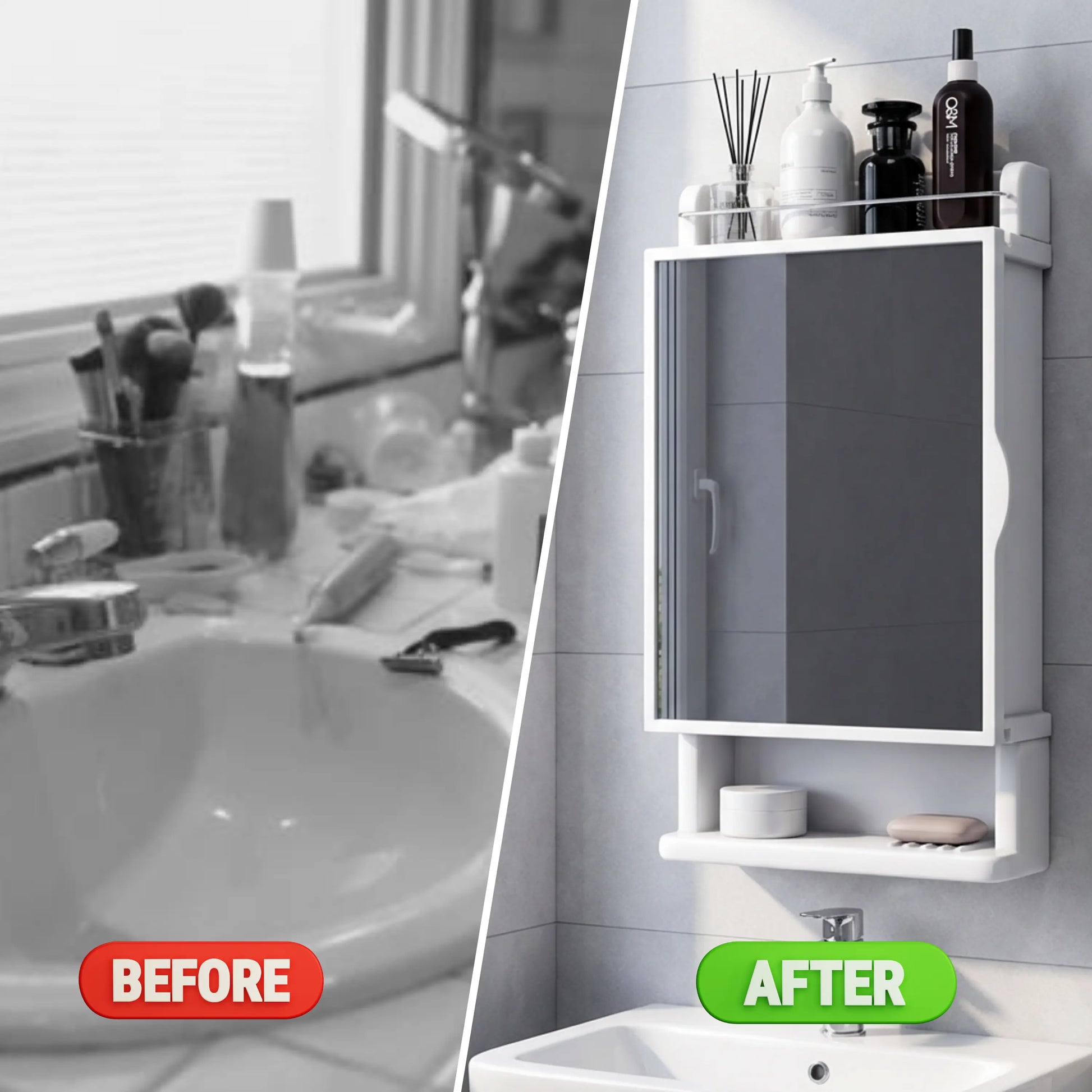 Unbreakable Wall-Mounted Plastic Bathroom Cabinet with Mirror– GLOXY®