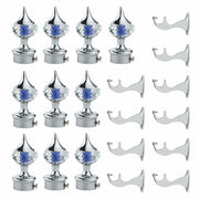 Gloxy Single Diamond Aluminium Curtain Rod Finials with Support– Blue 5 Pair