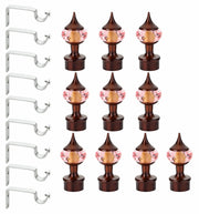 Gloxy Single Diamond Aluminium Curtain Finials with Support– Coffee Mix Orange 5 Pair