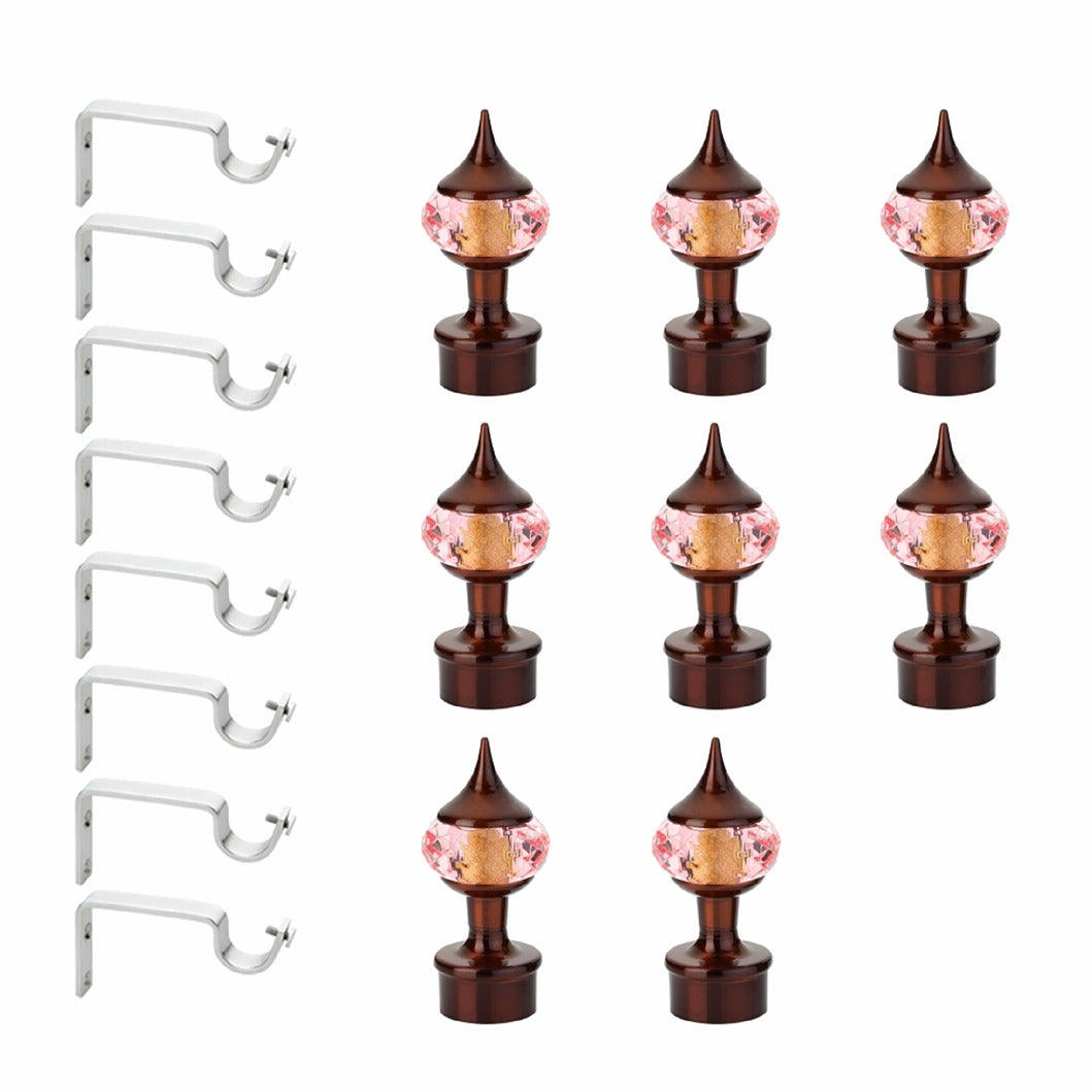 Gloxy Single Diamond Aluminium Curtain Finials with Support– Coffee Mix Orange 4 Pair