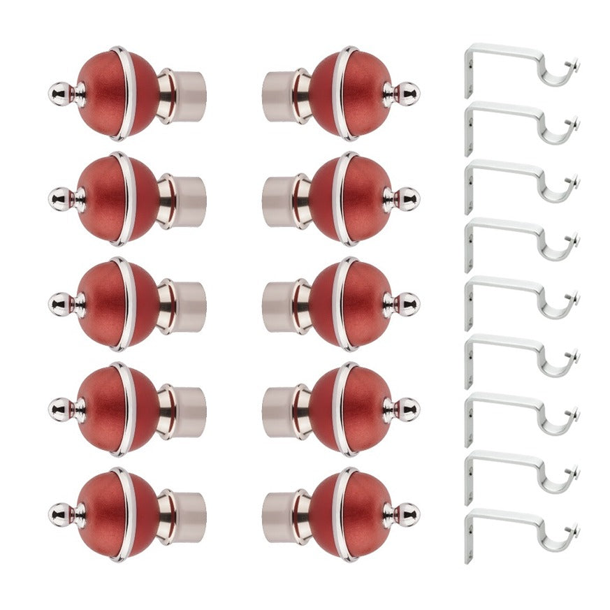 Gloxy Trophy Shape Stainless Steel & ABS Curtain Rod Finials with Support– Maroon 5 Pair