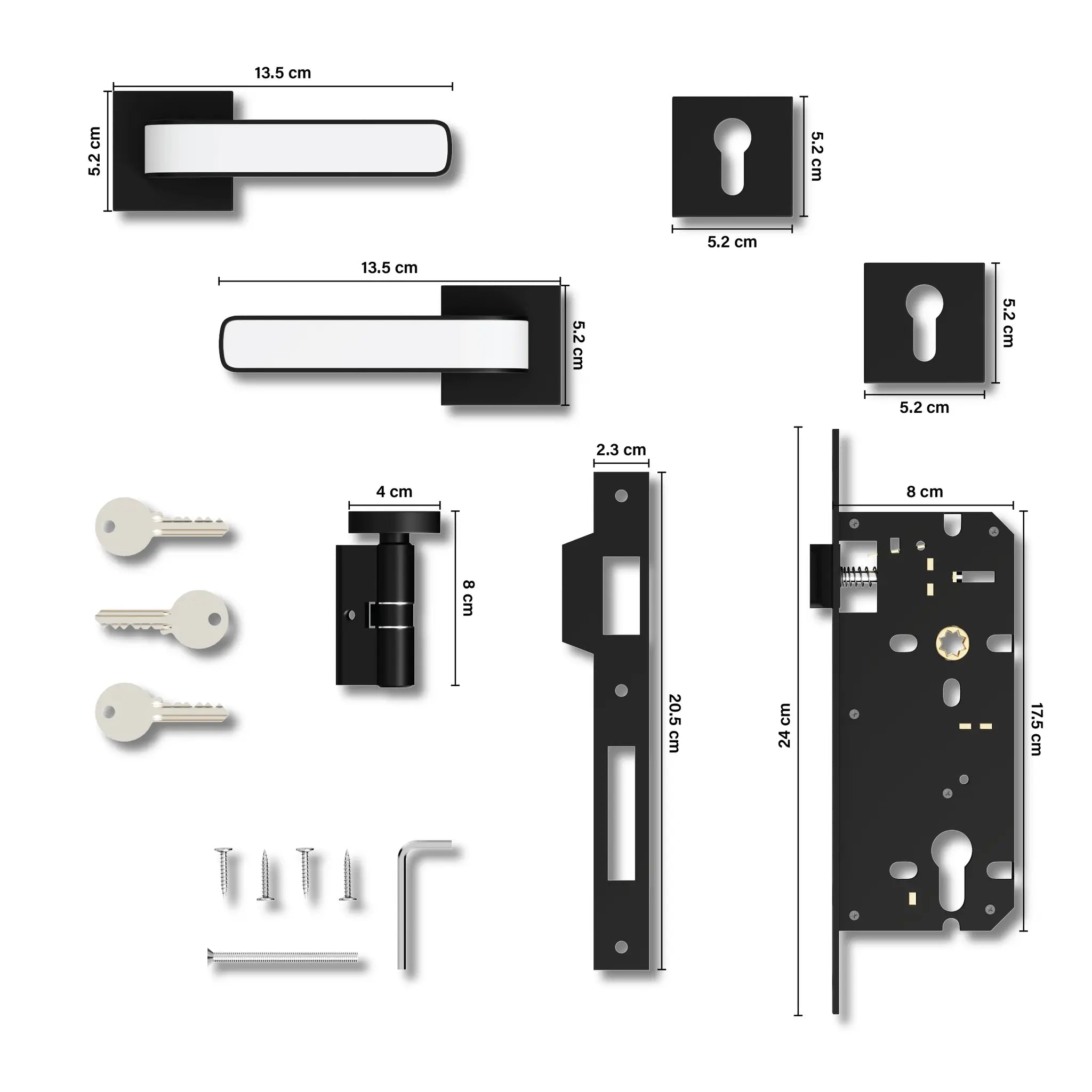 Superior Heavy Duty Mortise Door Locks for Main Door Lock Handles Set Home, Office, Hotel, Bedroom(Black)-by GLOXY®