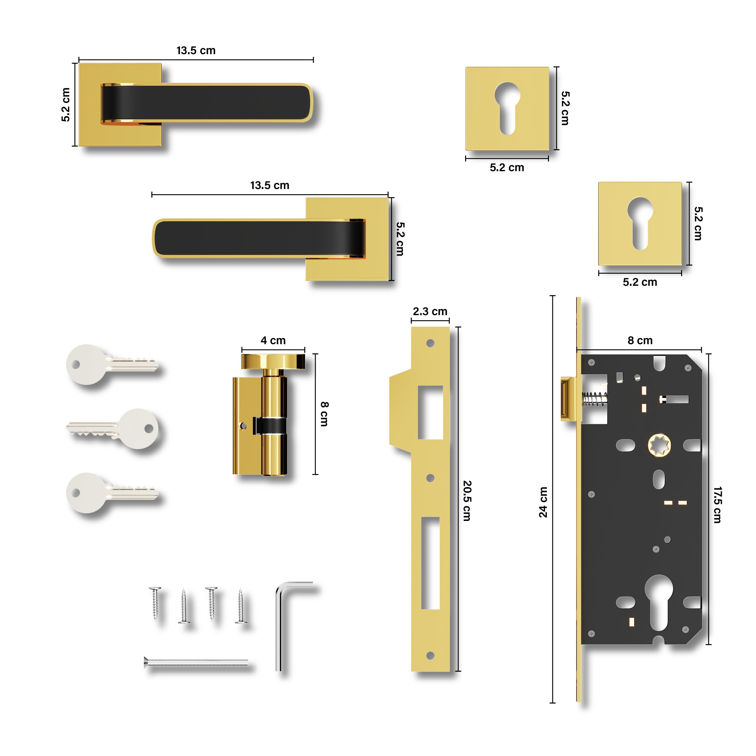 Superior Heavy Duty Mortise Door Locks for Main Door Lock Handles Set Home, Office, Hotel, Bedroom(Gold)-by GLOXY®