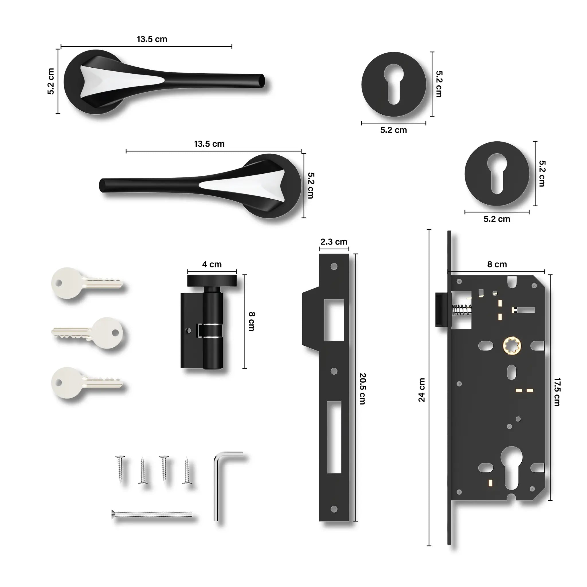 Gloxy Lumax Series Black Finish Mortise Main Door Key Lock With Handle