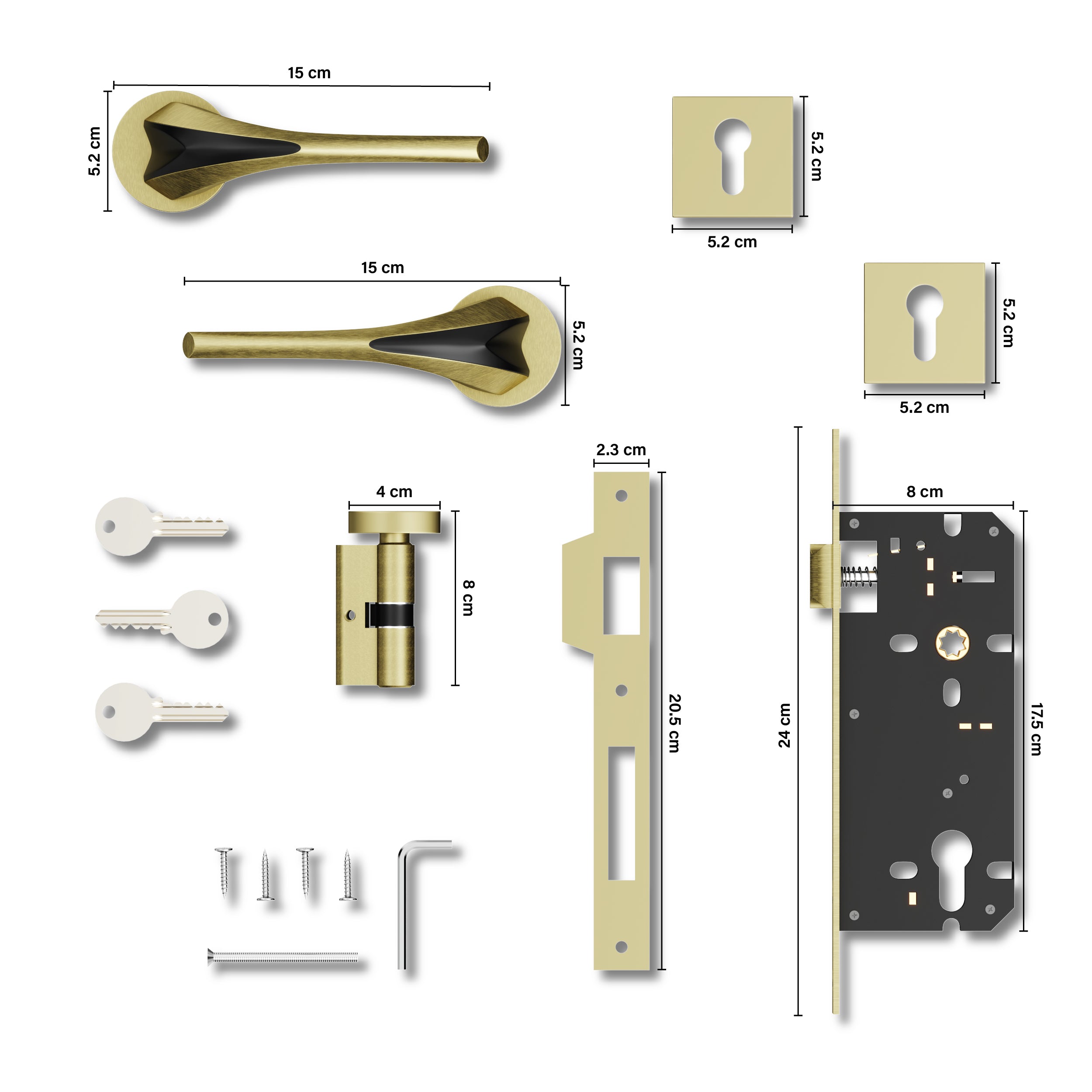 Mortise Door Handles Main Door Lock Handles Set with 3 Keys for Safety of Home | Bedroom, Office, Hotel, Home(Antique)-by GLOXY®