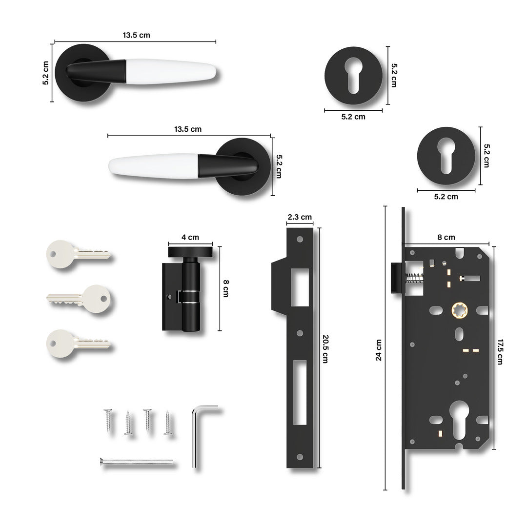 Exclusive Mortise Door Locks for Main Door Lock Handles Set for Home, Bedroom, Hotel, and Office(Black)-by GLOXY®