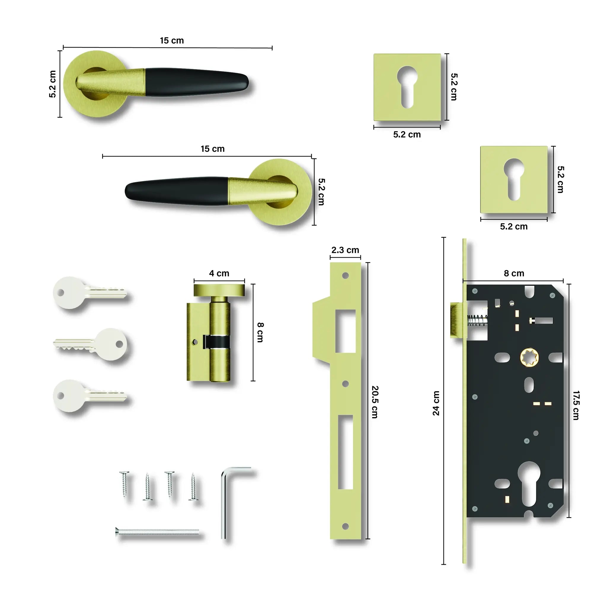 Gloxy Royal Series Antique Finish Mortise Main Door Key Lock With Handle