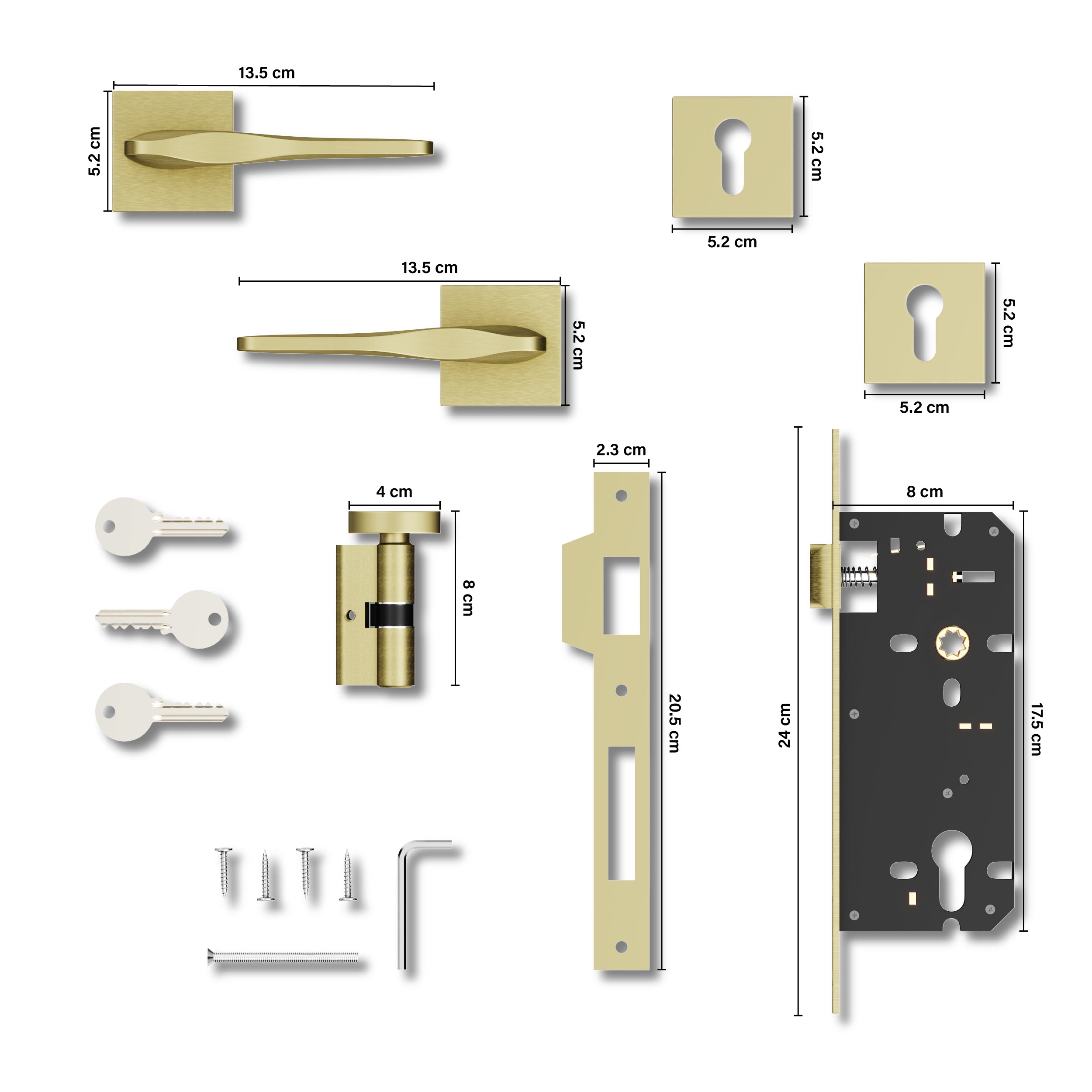 Mortise Door Handles Main Door Lock Handles Set with 3 Keys for Safety of Home | Bedroom, Office, Hotel, Home(Antique)-by GLOXY®