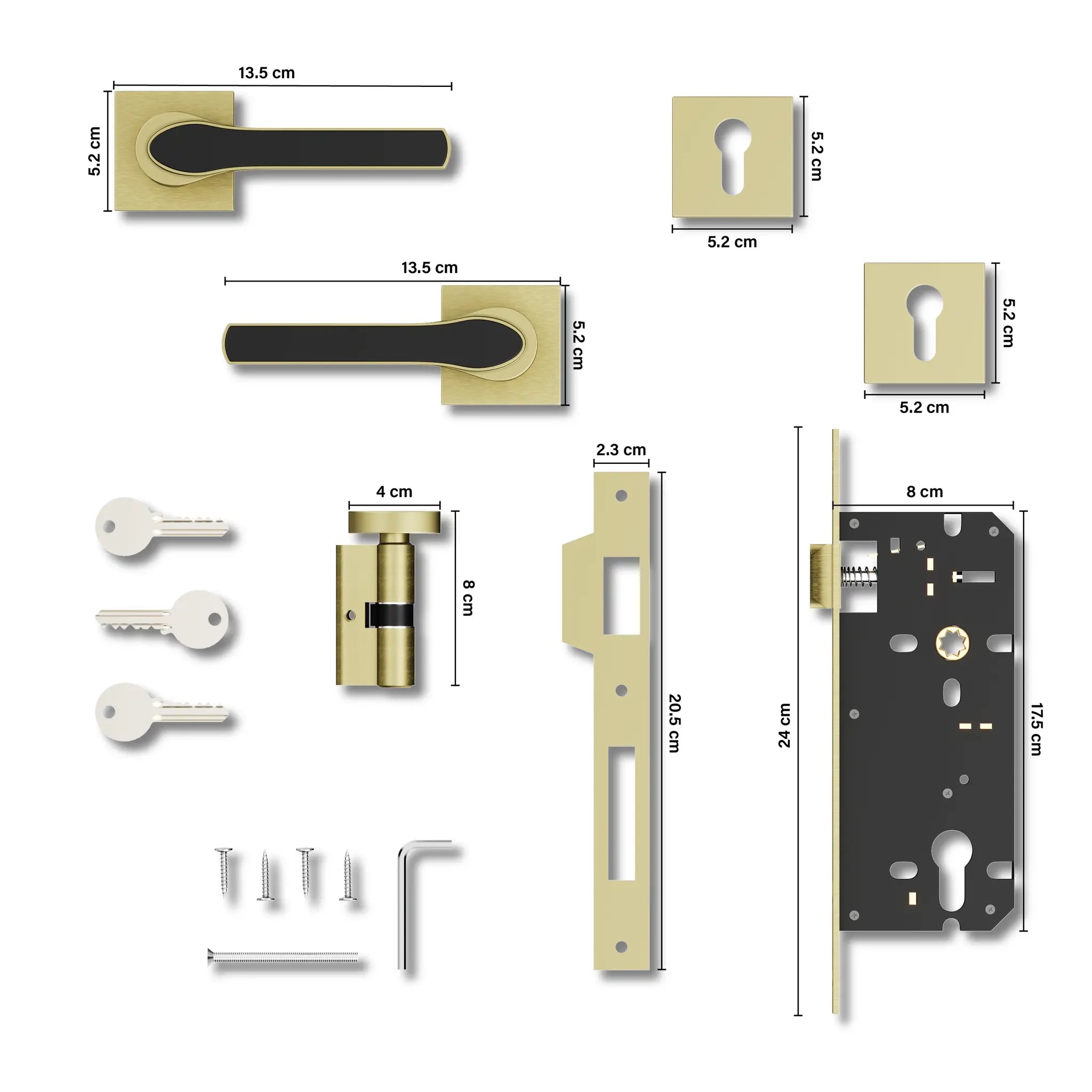 Gloxy Safro Series Antique Finish Mortise Main Door Key Lock With Handle