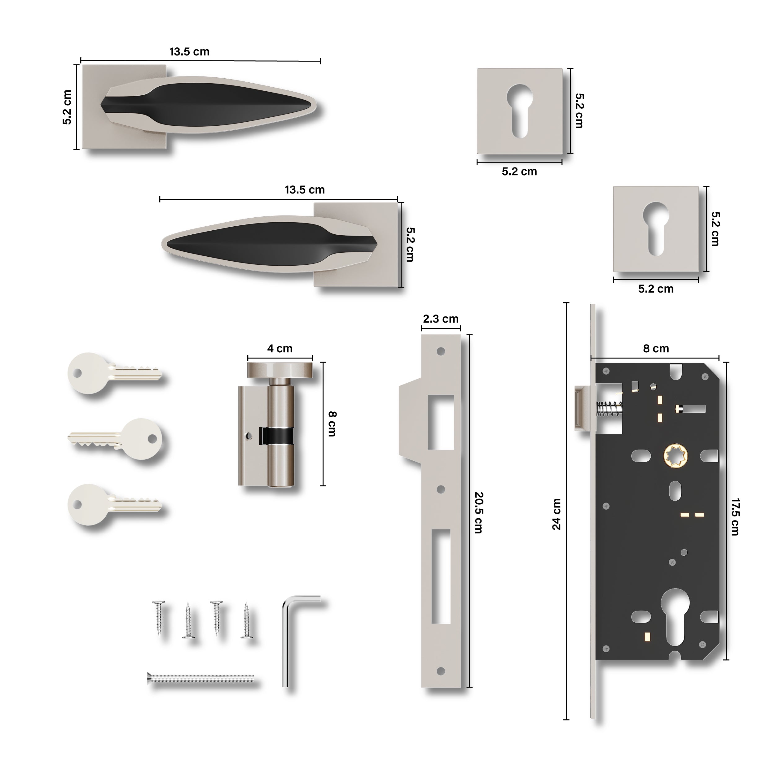 Mortise Door Handles Main Door Lock Handles Set with 3 Keys for Safety of Home | Bedroom, Office, Hotel, Home(Antique)-by GLOXY®