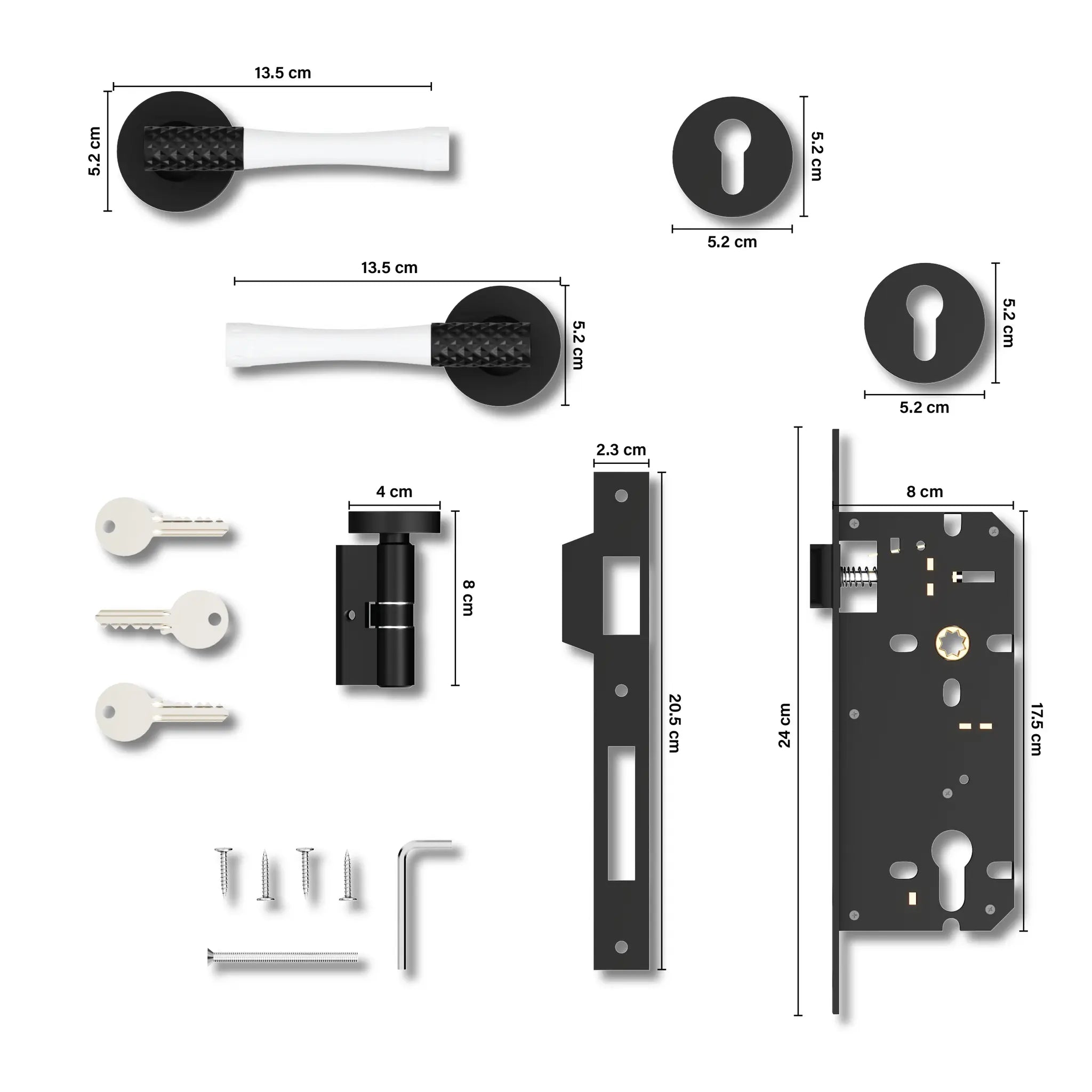 Mortise Door Handles Main Door Lock Handles Set with 3 Keys for Safety of Home | Bedroom, Office, Hotel, Home(Black)-by GLOXY®