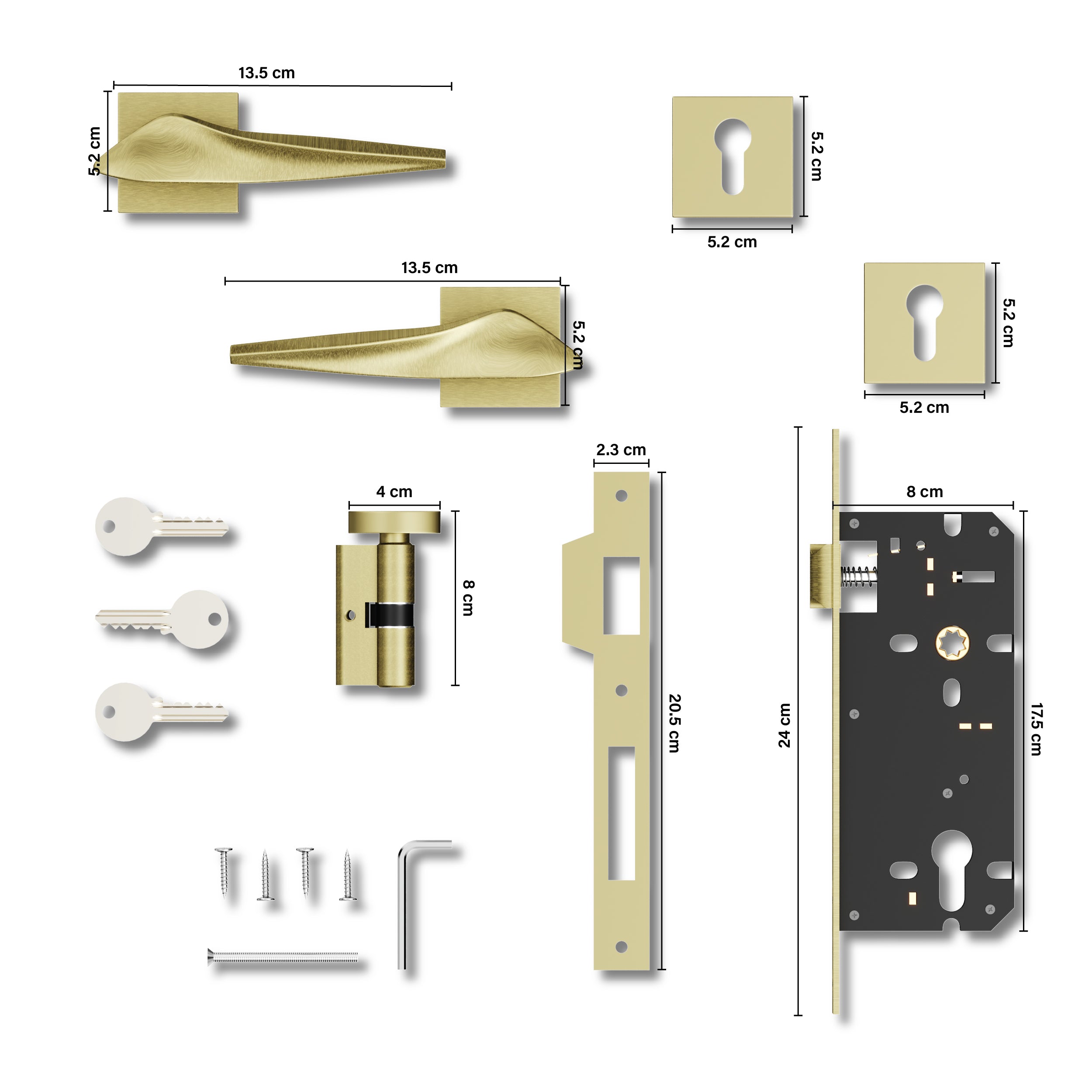 Mortise Door Handles Main Door Lock Handles Set with 3 Keys for Safety of Home | Bedroom, Office, Hotel, Home(Antique)-by GLOXY®