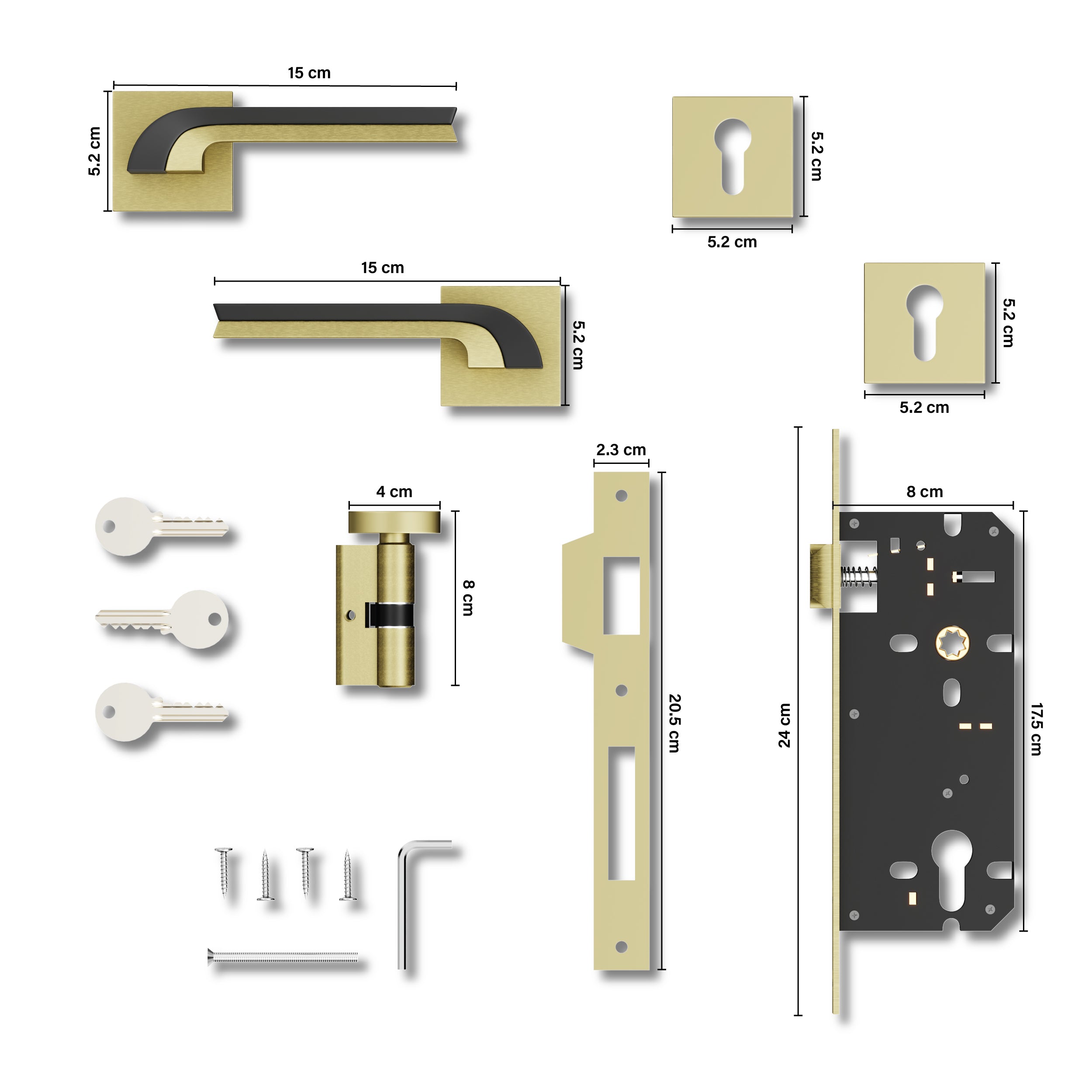 Mortise Door Handles Main Door Lock Handles Set with 3 Keys for Safety of Home | Bedroom, Office, Hotel, Home(Antique)-by GLOXY®