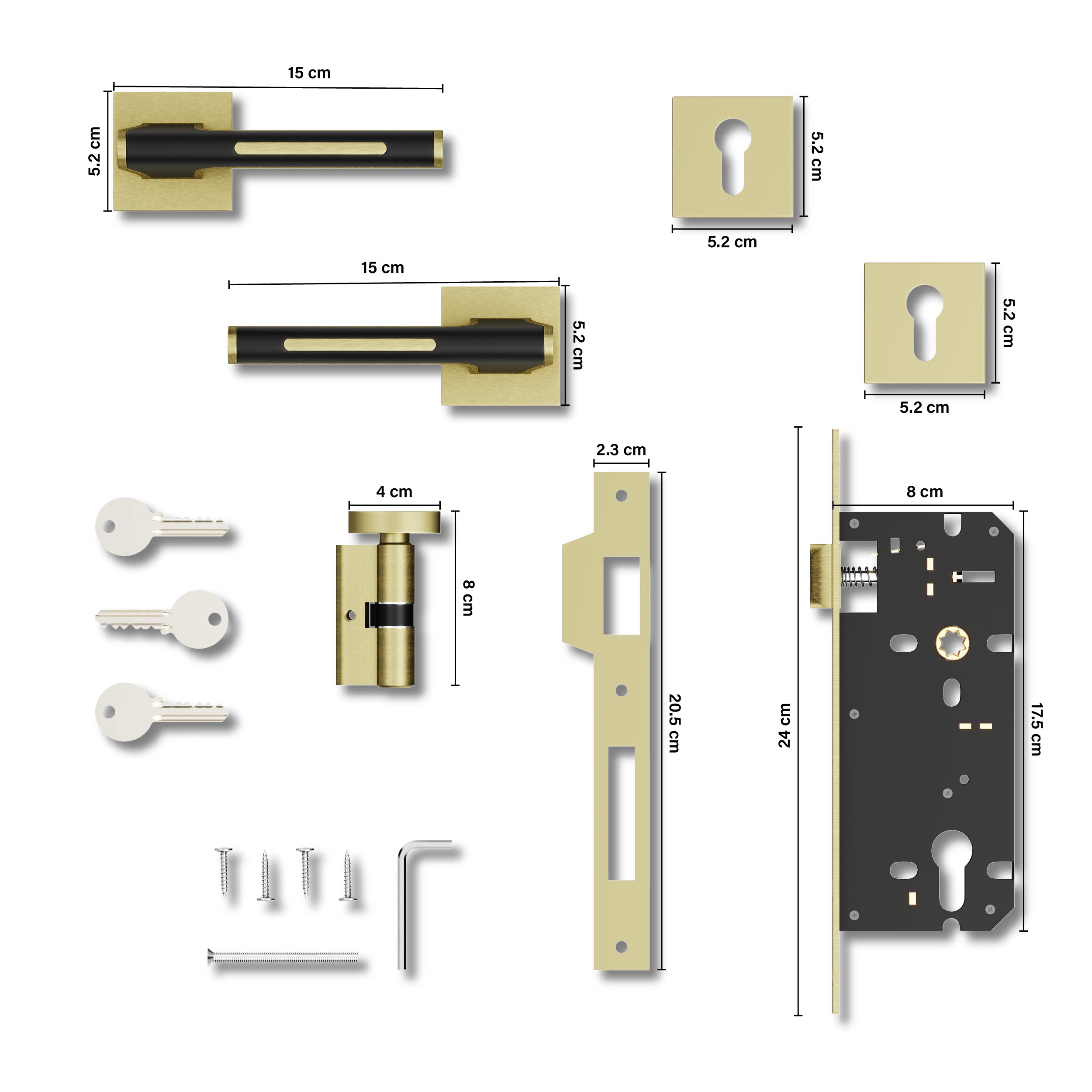 Mortise Door Handles Main Door Lock Handles Set with 3 Keys for Safety of Home | Bedroom, Office, Hotel, Home(Rose Gold)-by GLOXY®