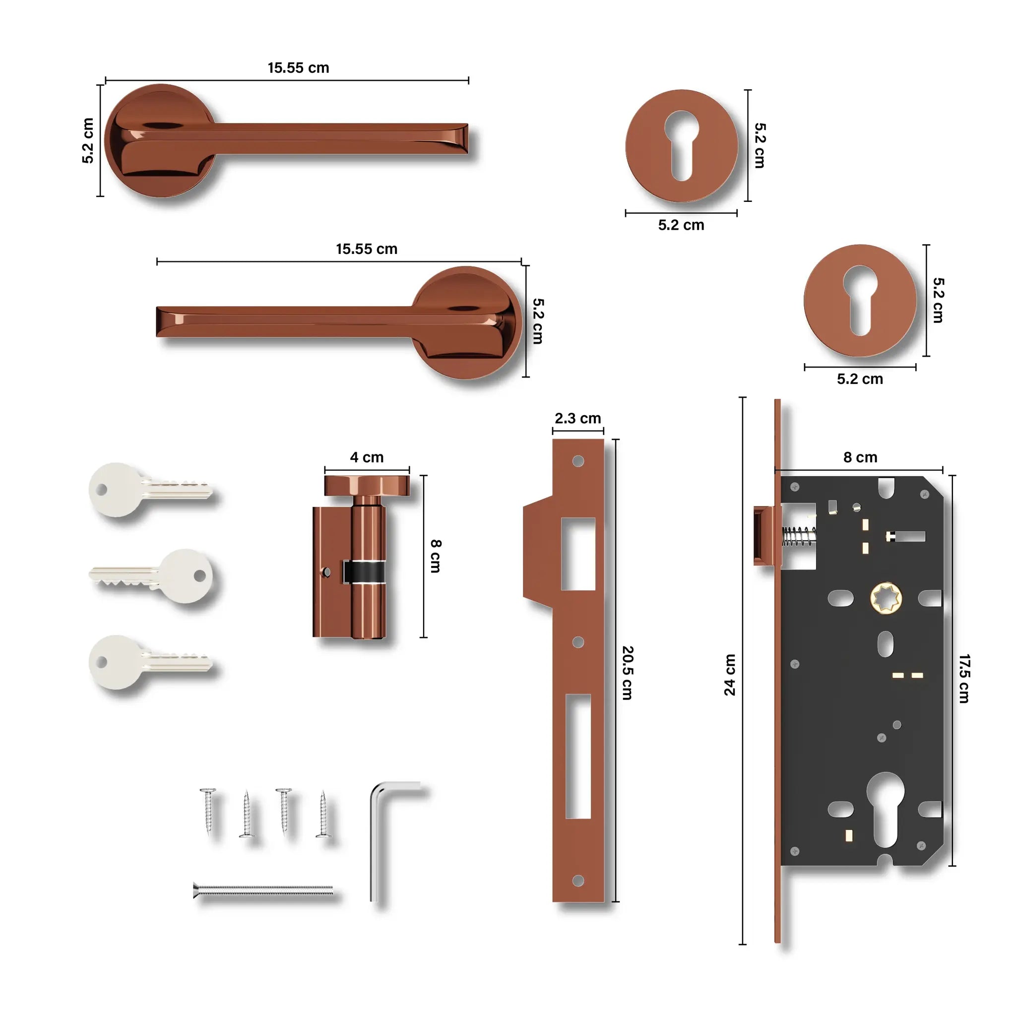 Mortise Door Handles Main Door Lock Handles Set with 3 Keys for Safety of Home | Bedroom, Office, Hotel, Home(Antique)-by GLOXY®
