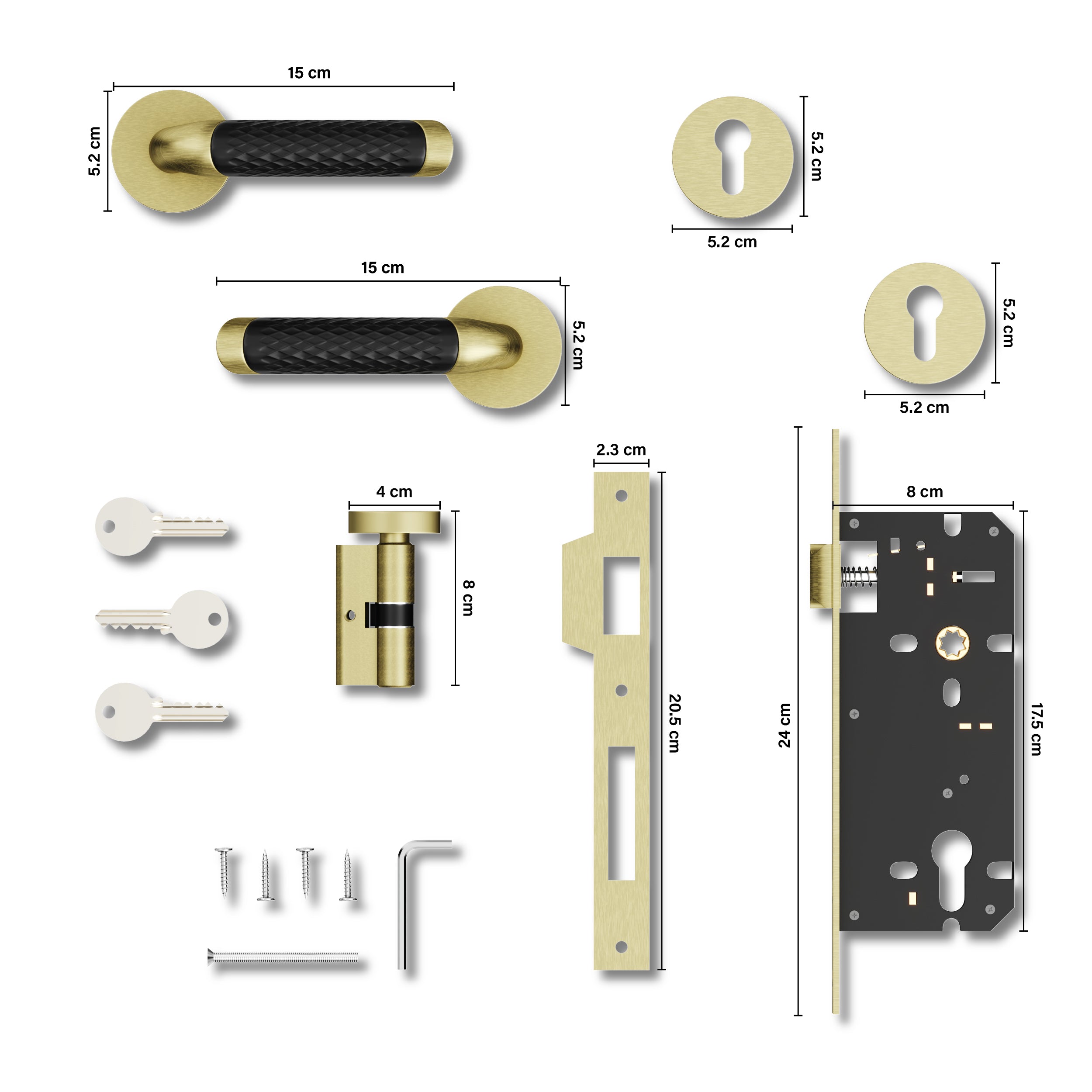 Mortise Door Handles Main Door Lock Handles Set with 3 Keys for Safety of Home | Bedroom, Office, Hotel, Home(Antique)-by GLOXY®