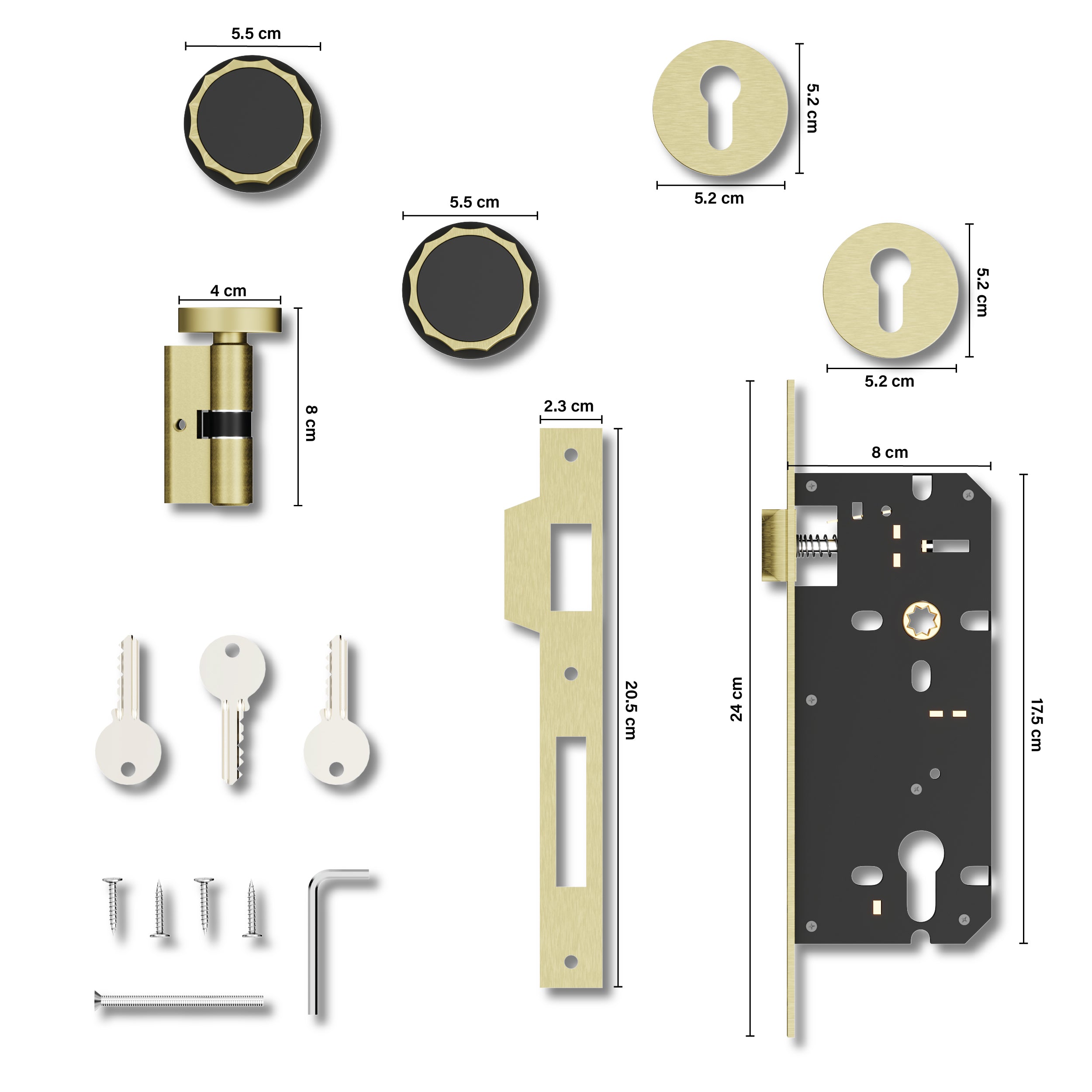 Mortise Door Handles Main Door Lock Handles Set with 3 Keys for Safety of Home | Bedroom, Office, Hotel, Home(Antique)-by GLOXY®