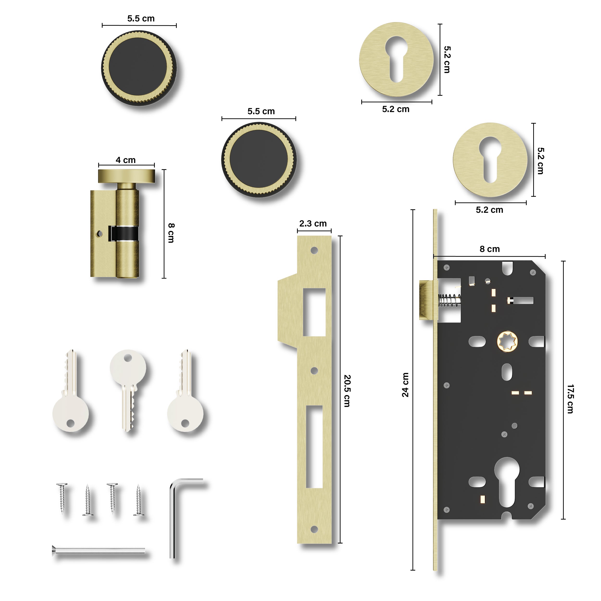 Mortise Door Handles Main Door Lock Handles Set with 3 Keys for Safety of Home | Bedroom, Office, Hotel, Home(Antique)-by GLOXY®