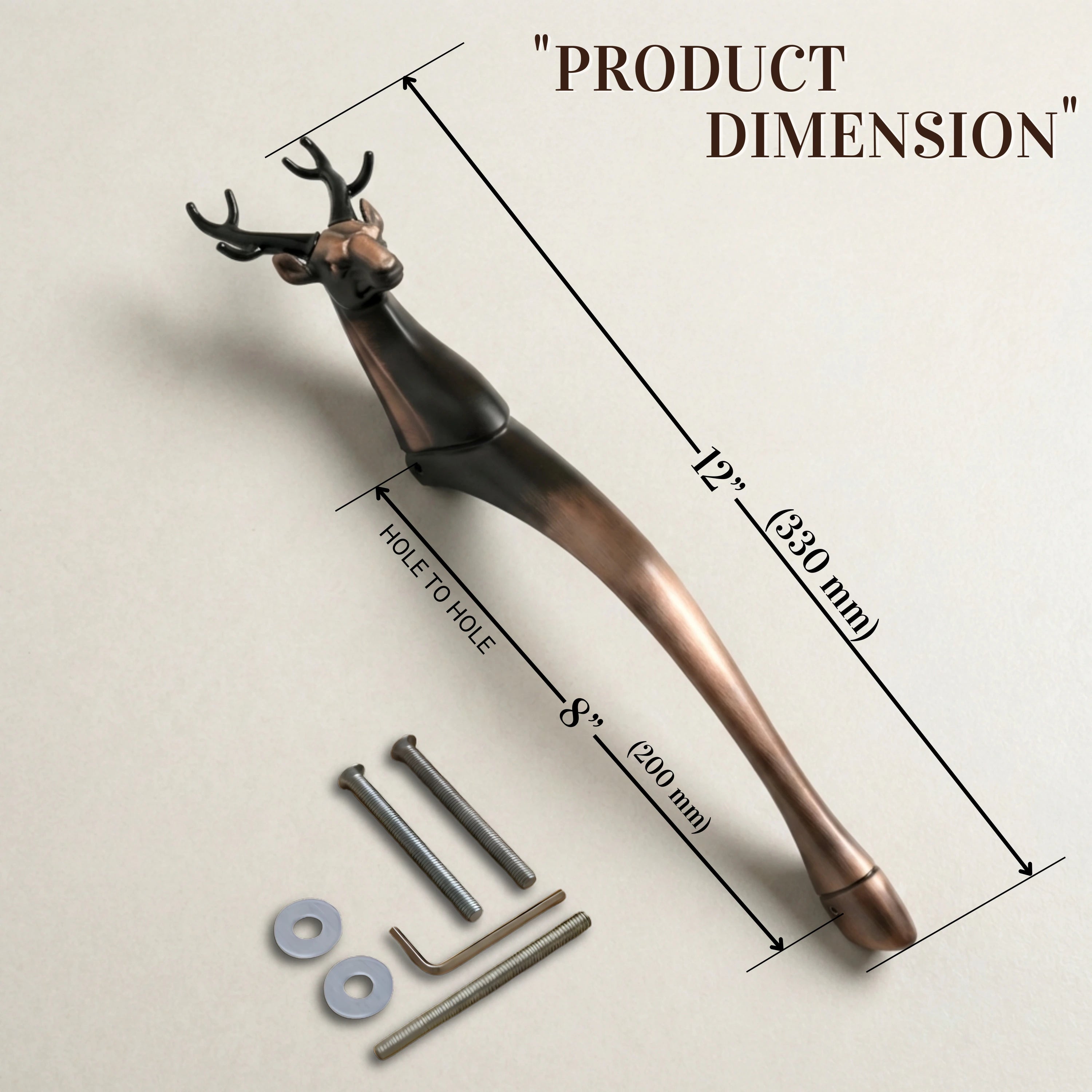 Gloxy Deer Shape Aluminium Main Gate Handle 12 Inch -Copper Black