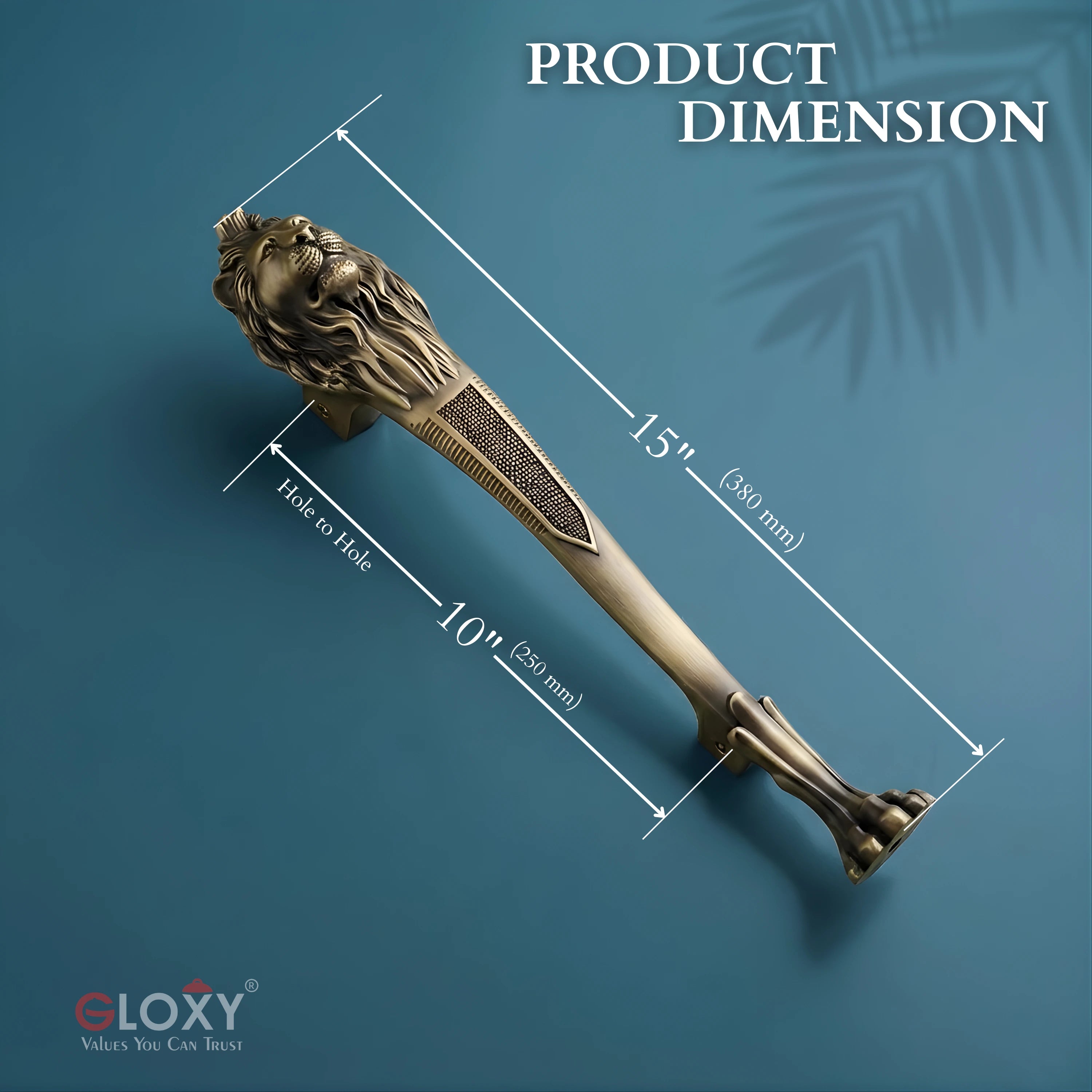 Gloxy Lion Shape Aluminium Antique Door Hardware 15 Inch -Antique Black