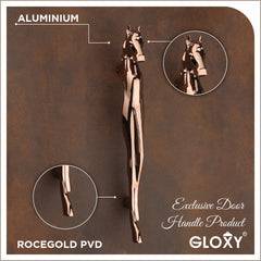 GLOXY ENTERPRISE  Horse Shape Curved Door Handles for Main Door Handle Decorative Push & Pull Door Handle for All Door of Homes, Offices, Hotels -Rose Gold Finish