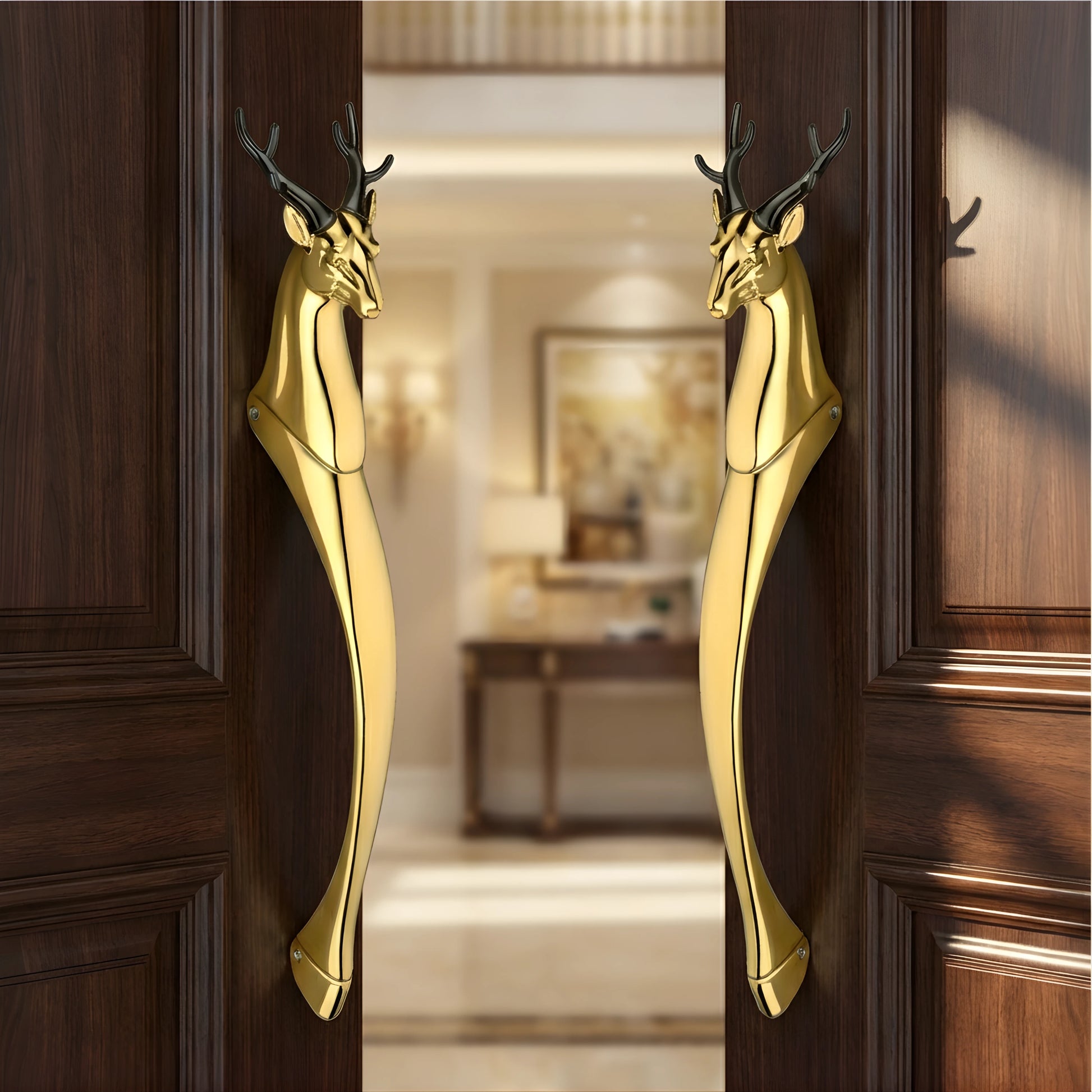Gloxy Deer Shape Aluminium Pull Door Handle 12 Inch -Gold
