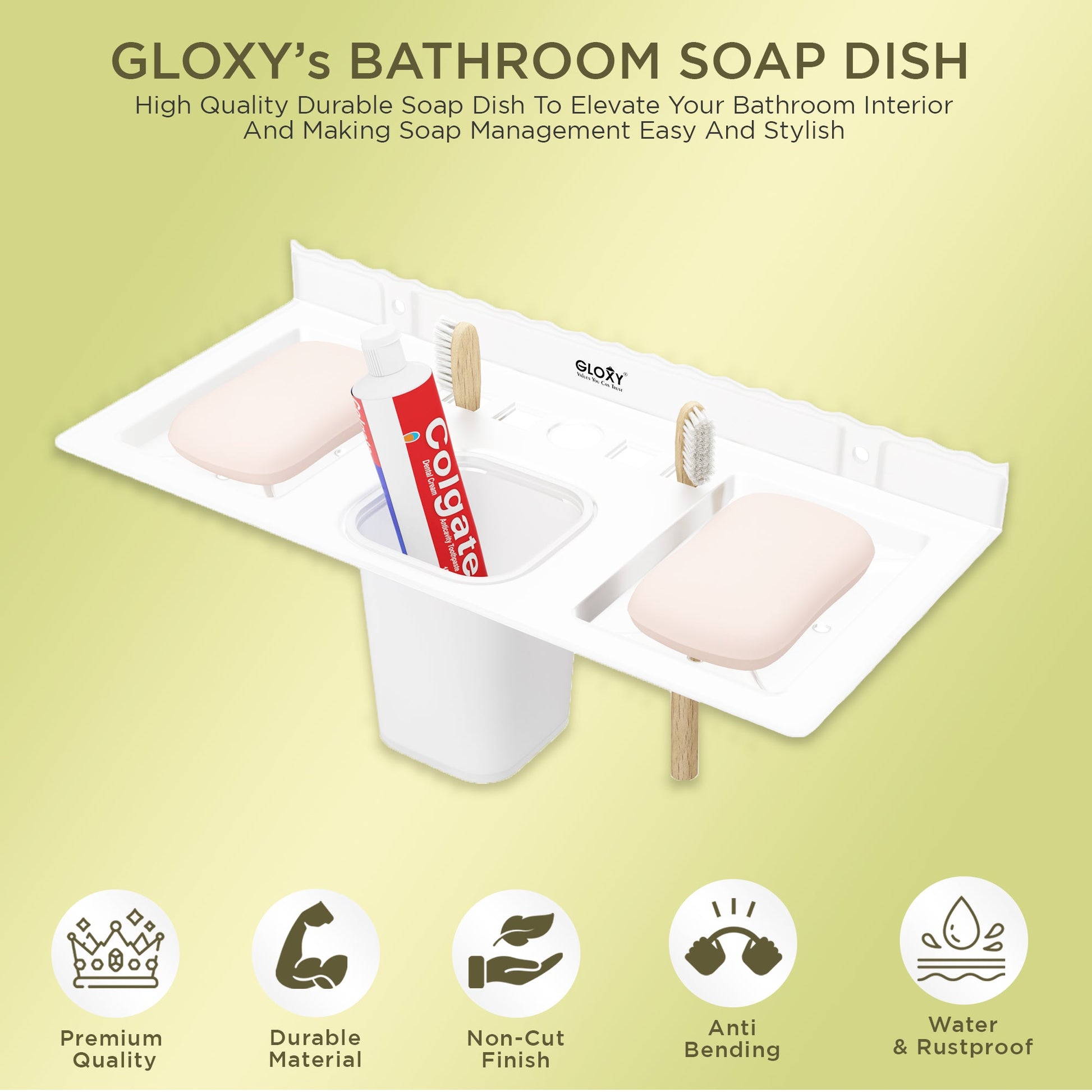 Unbreakable Acrylic Dual Soap Dish and Toothbrush Holder -
