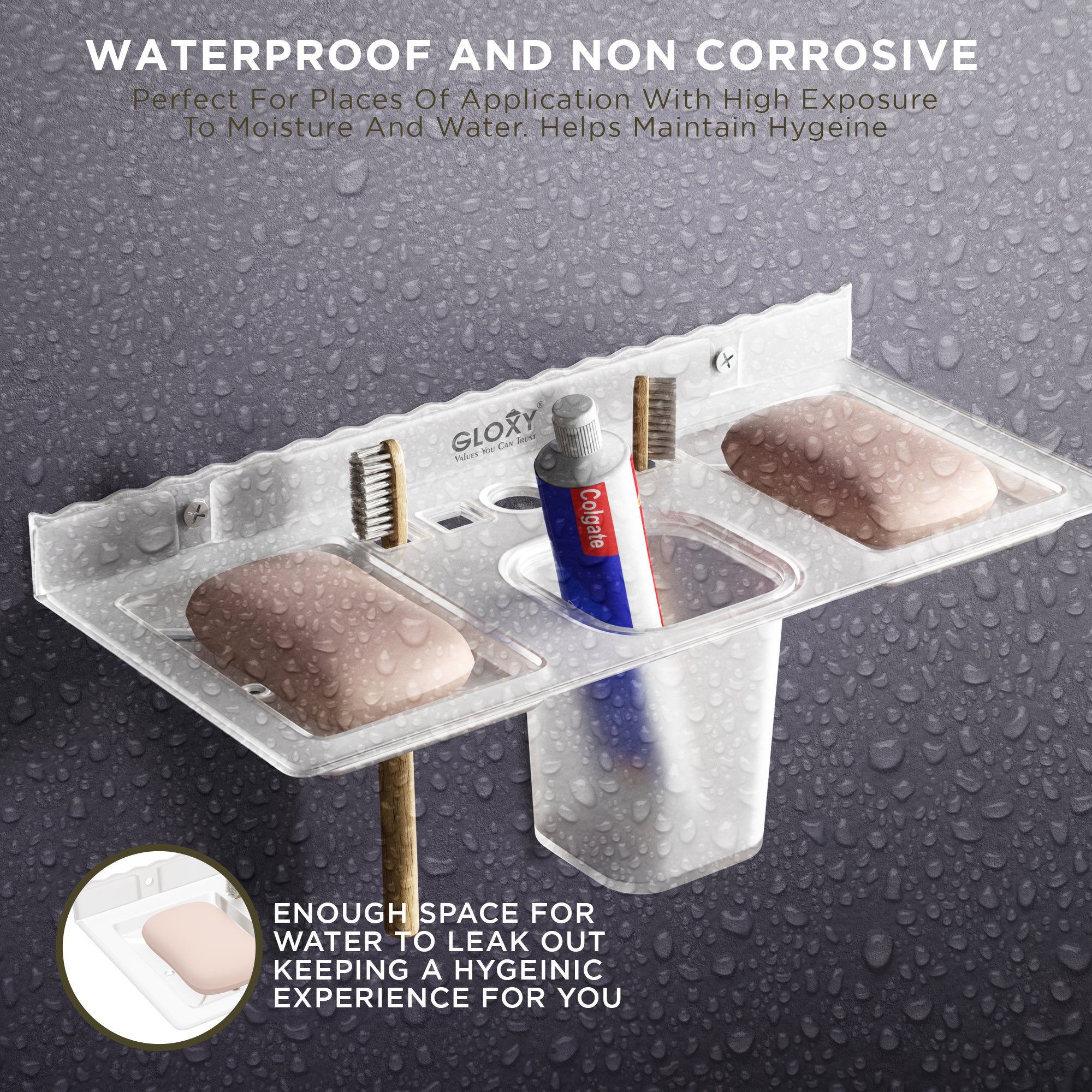 Unbreakable Acrylic Dual Soap Dish and Toothbrush Holder -