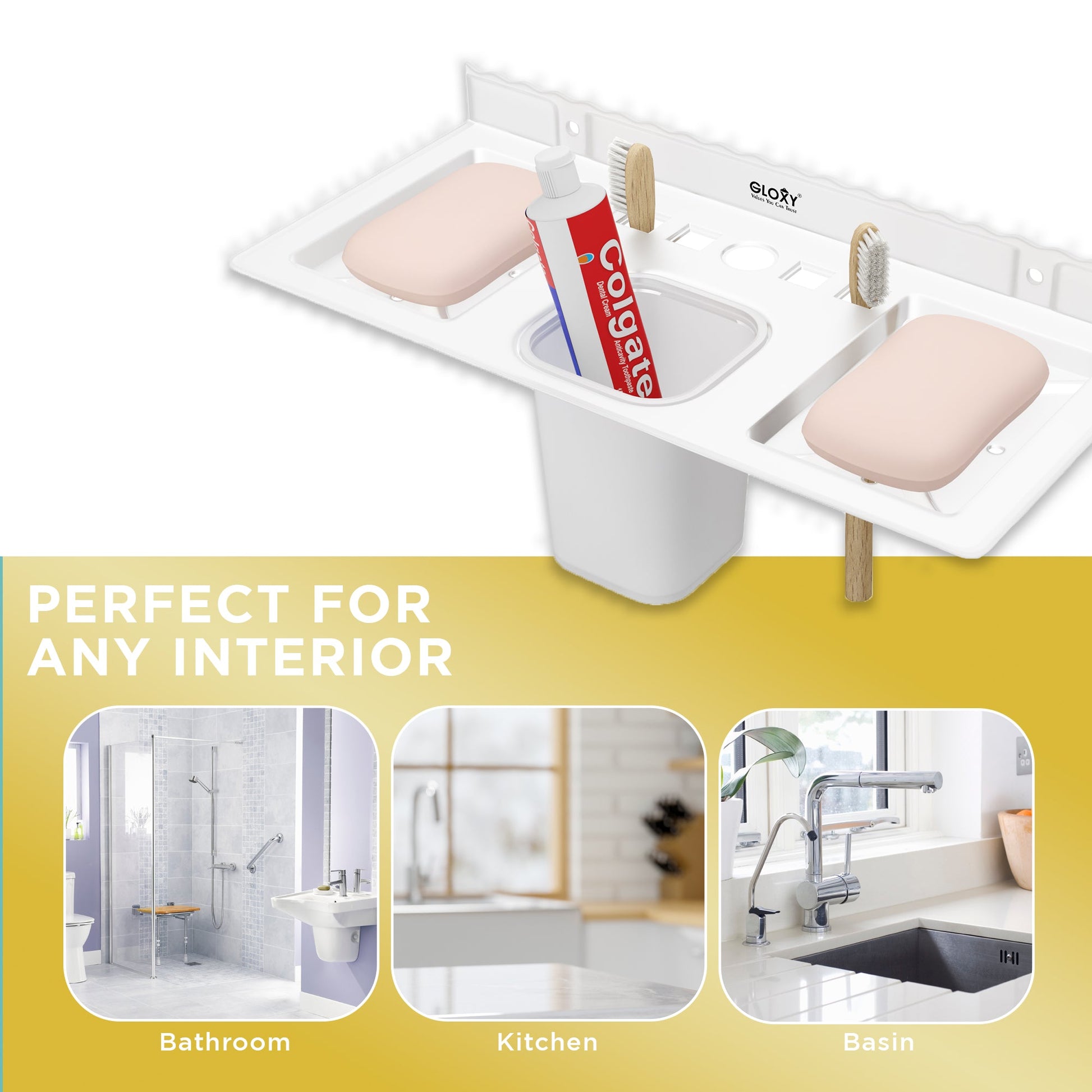 Unbreakable Acrylic Dual Soap Dish and Toothbrush Holder -