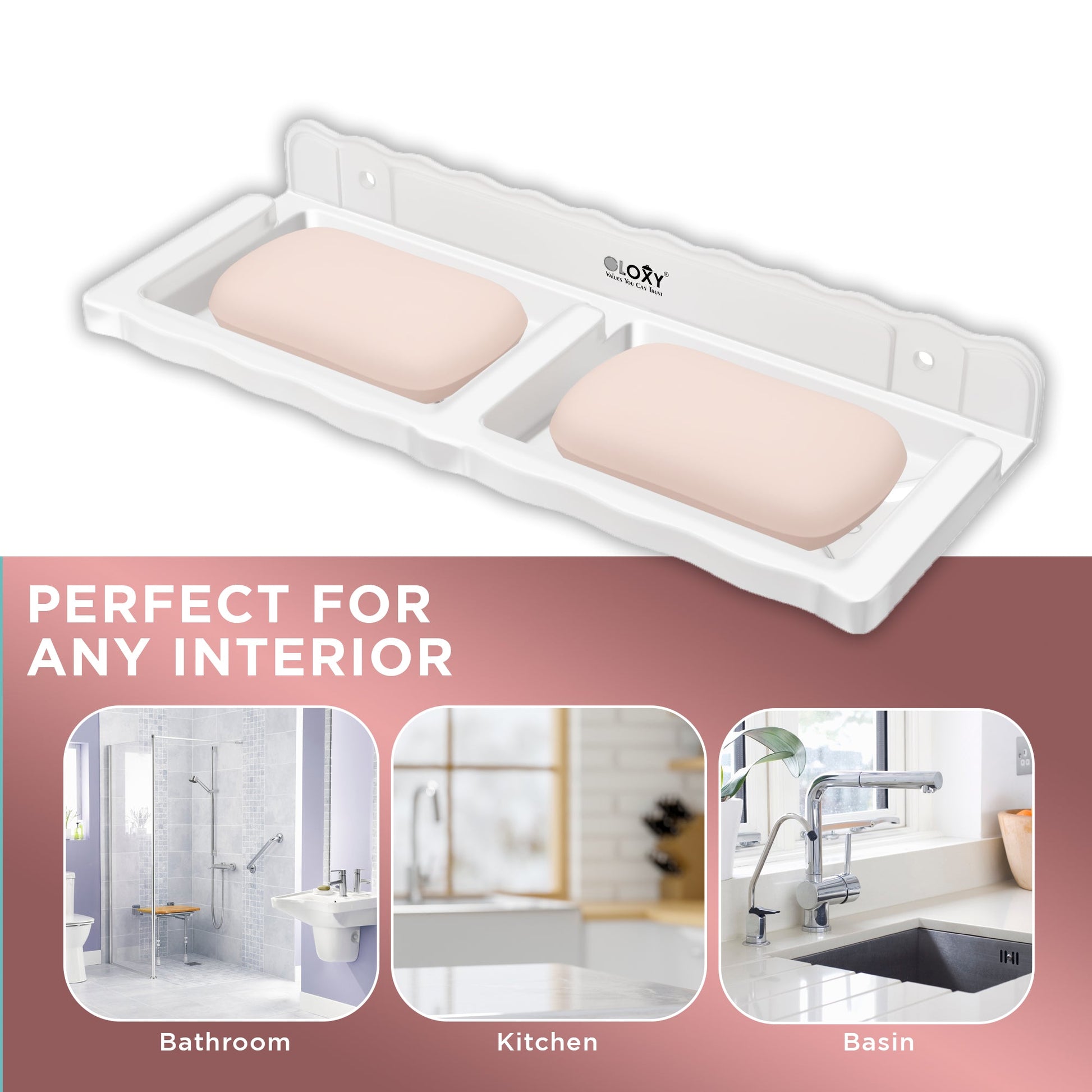 Unbreakable Wall Mount Acrylic Double Soap Dish for Bathroom