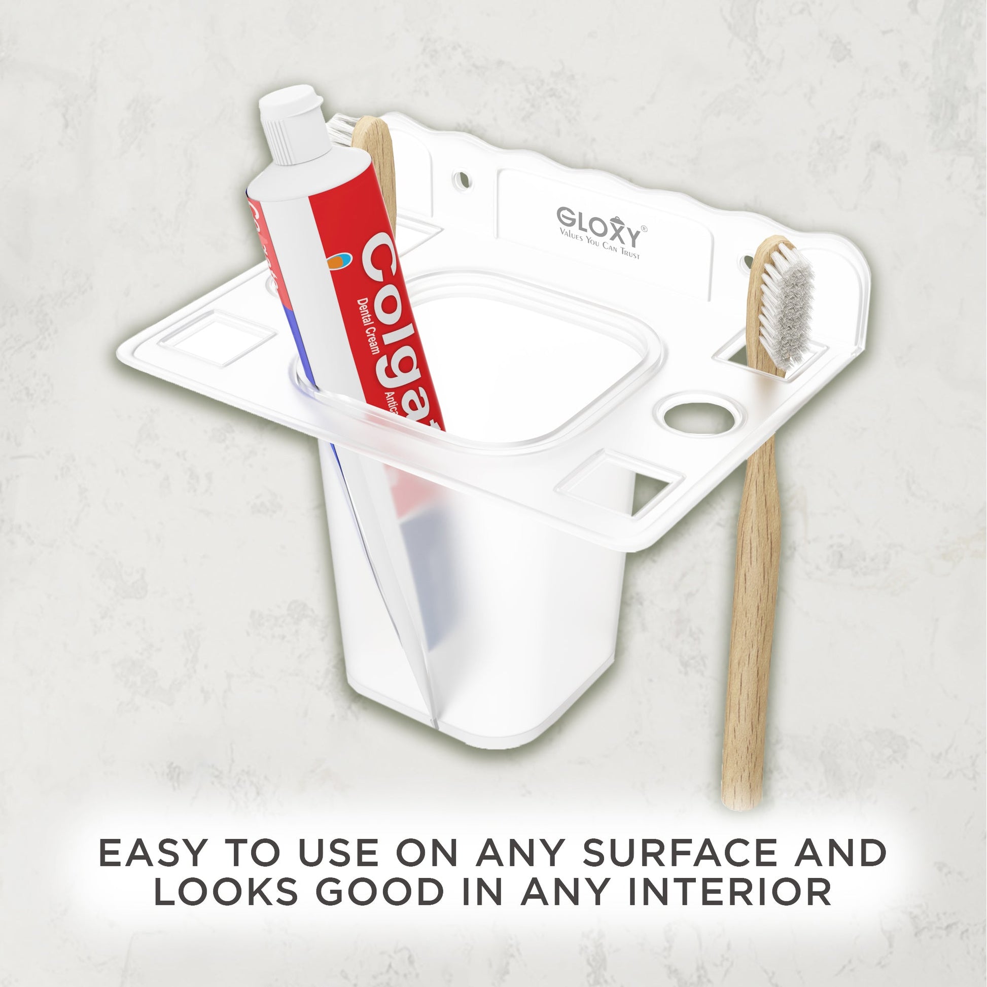 Unbreakable Transparent Wall Mount Acrylic Toothbrush & Tumbler Holder 