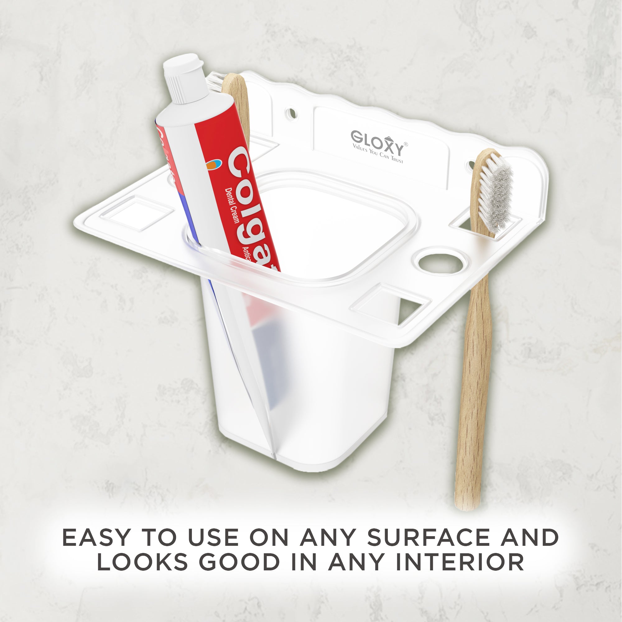 Unbreakable Transparent Wall Mount Acrylic Toothbrush & Tumbler Holder 