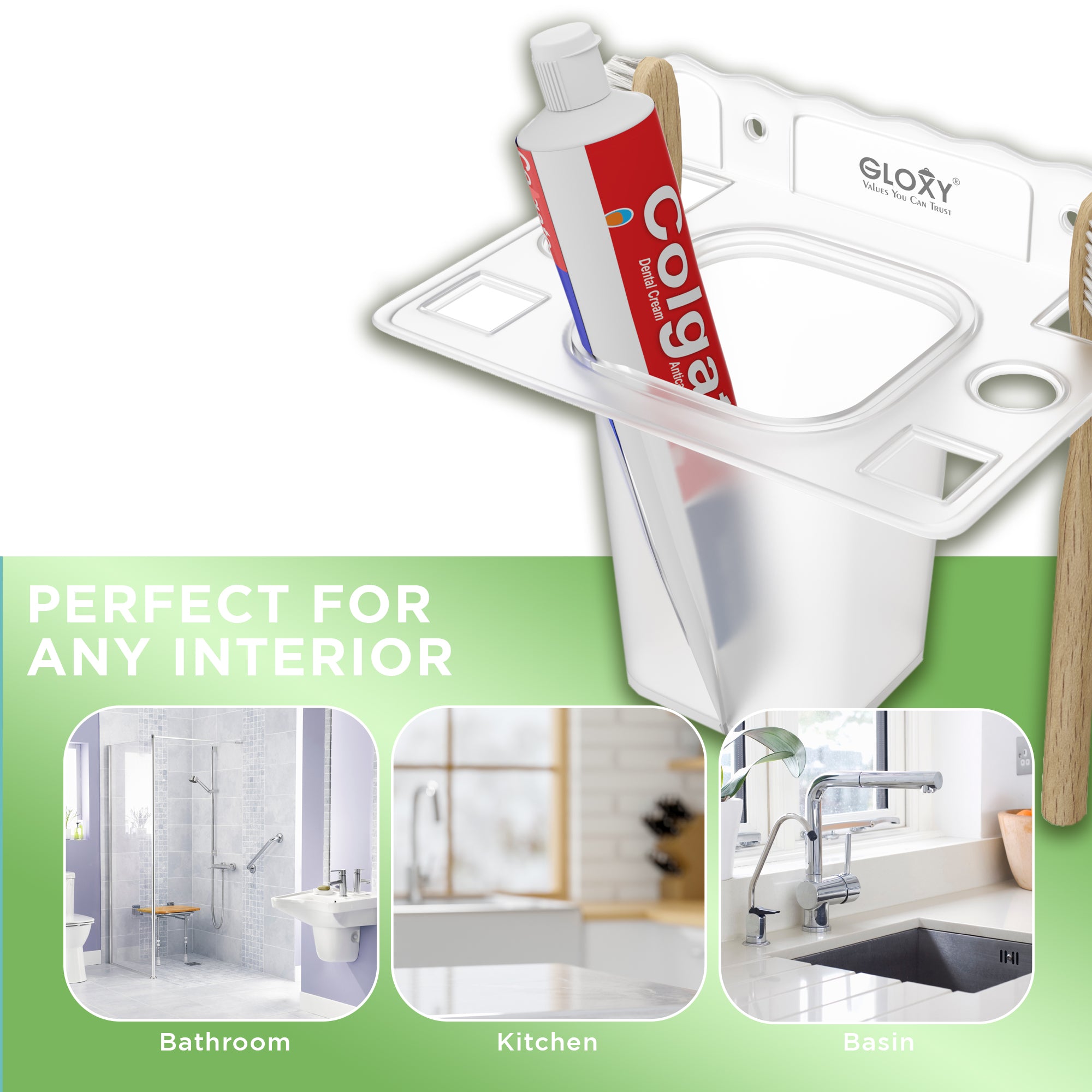 Unbreakable Transparent Wall Mount Acrylic Toothbrush & Tumbler Holder 