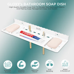 Unbreakable Acrylic Double Soap Dish with Toothbrush Holder for Bathroom sink area