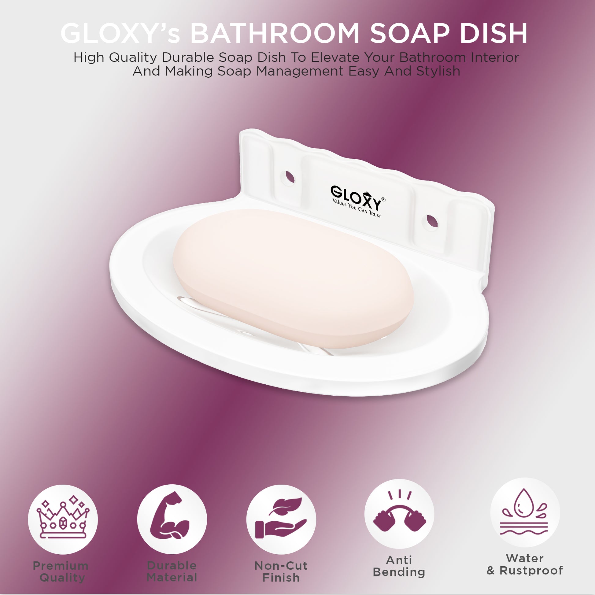 Unbreakable Oval shape Wall Mount Soap Dish for Bathroom & Kitchen