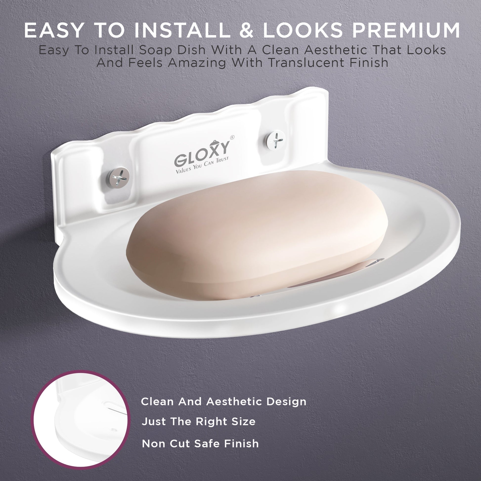 Unbreakable Oval shape Wall Mount Soap Dish for Bathroom & Kitchen